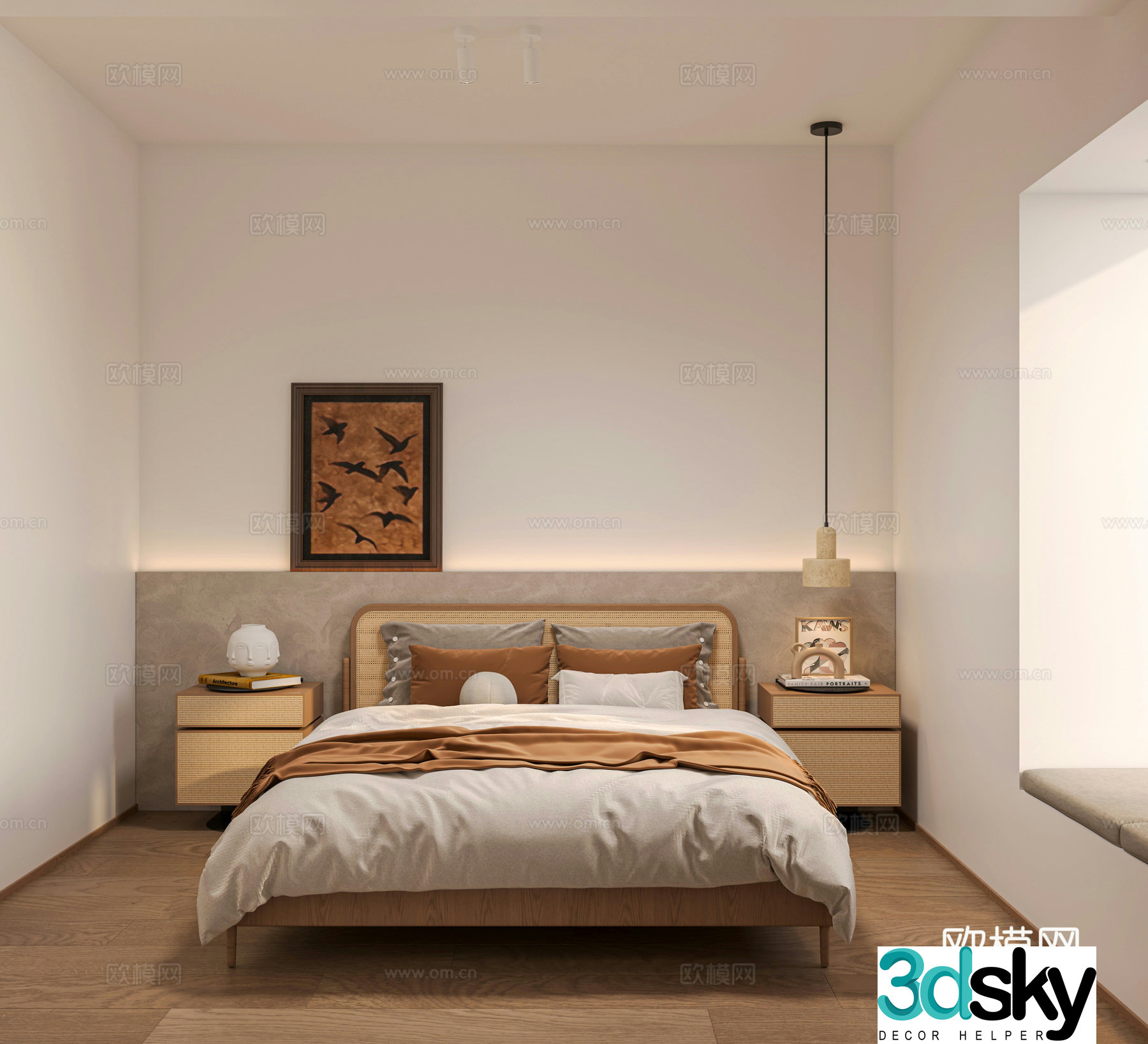 Middle style bedroom children’s desk 3D model