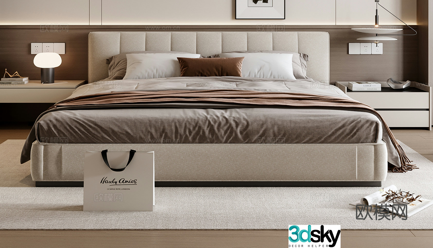 Modern double bed 3d model