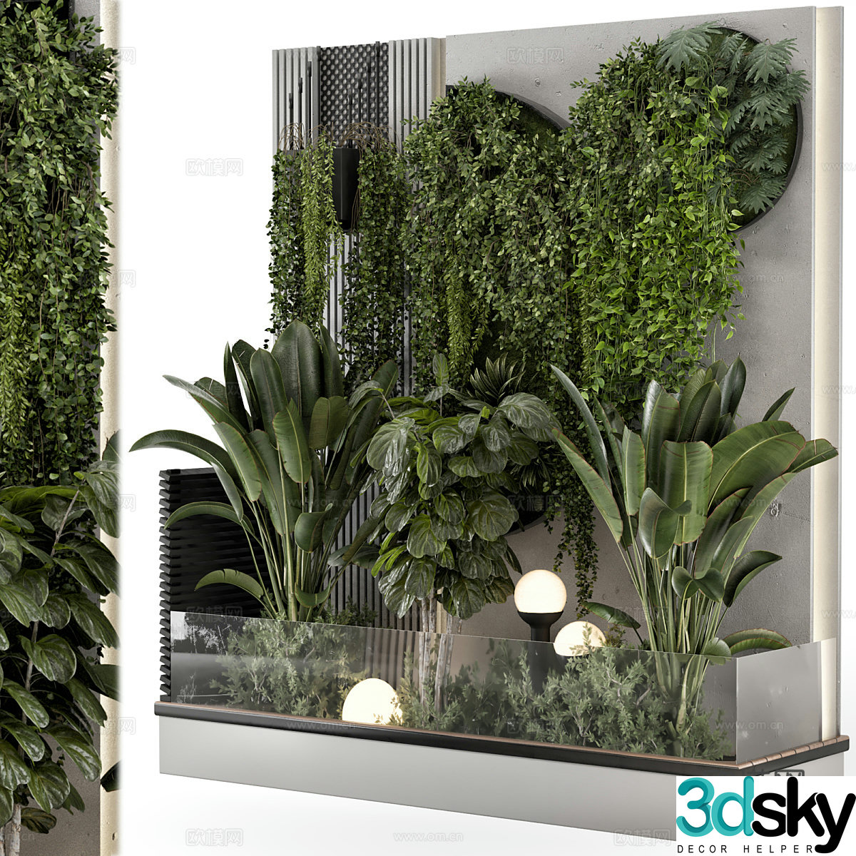 Modern Italian green plant wall Plant wall 3d model