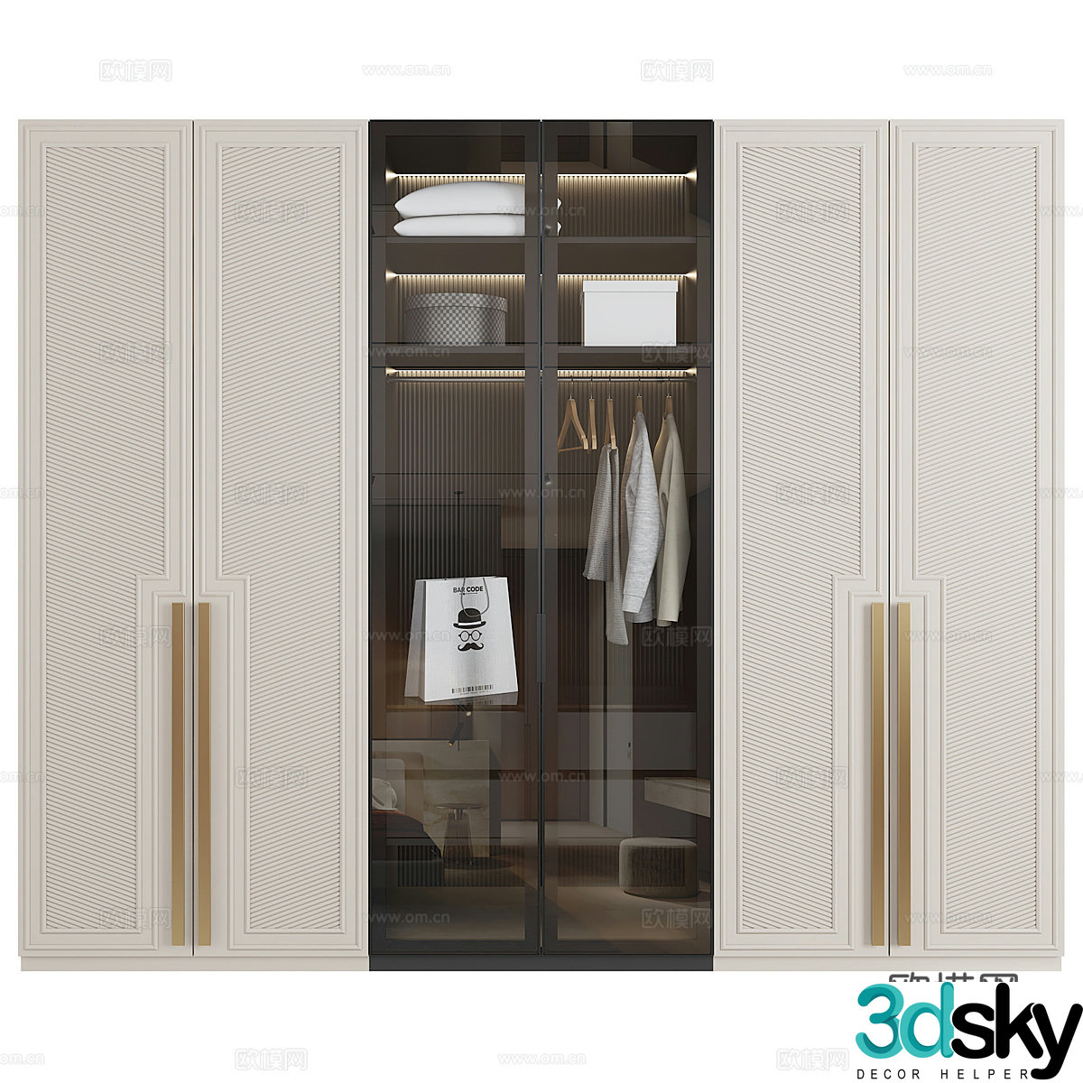 Modern light luxury wardrobe 3d model