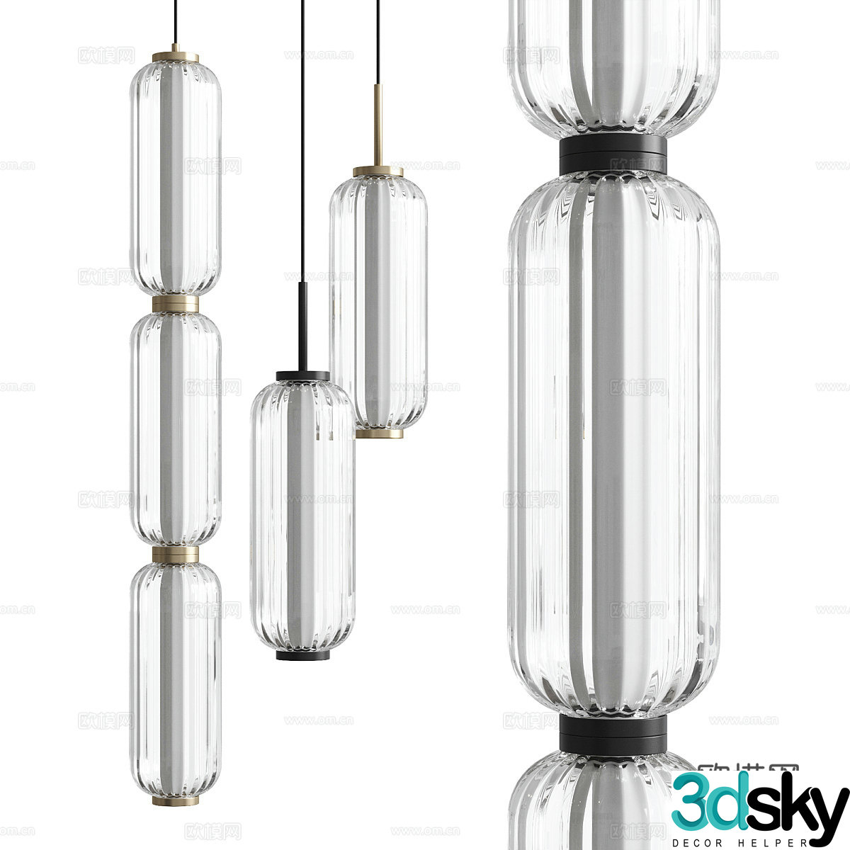 New Chinese style light luxury series decorative chandeliers 3D model