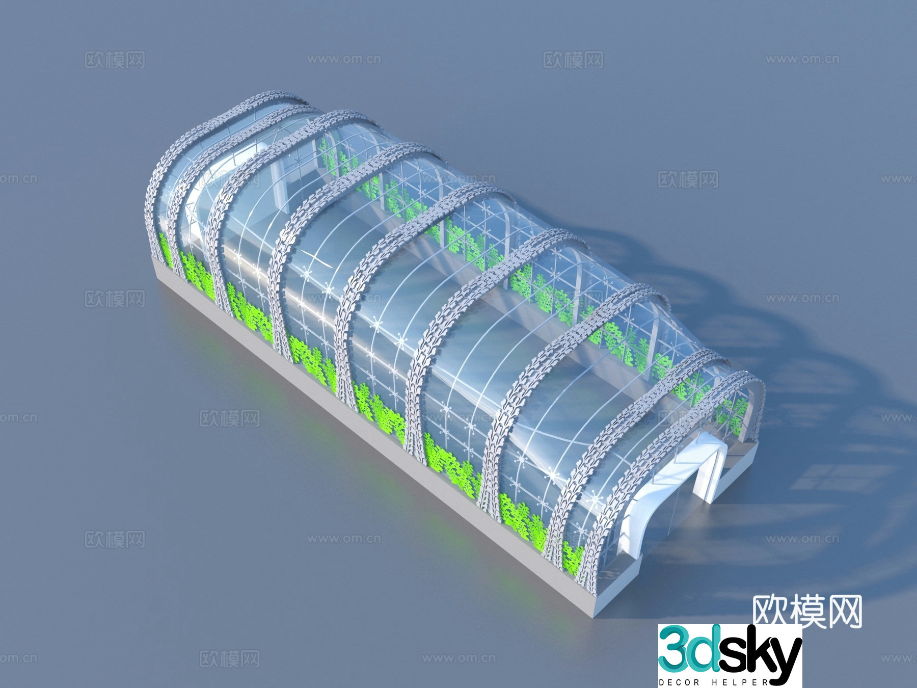 Greenhouse Glass House Glass Daylighting Top 3D Model