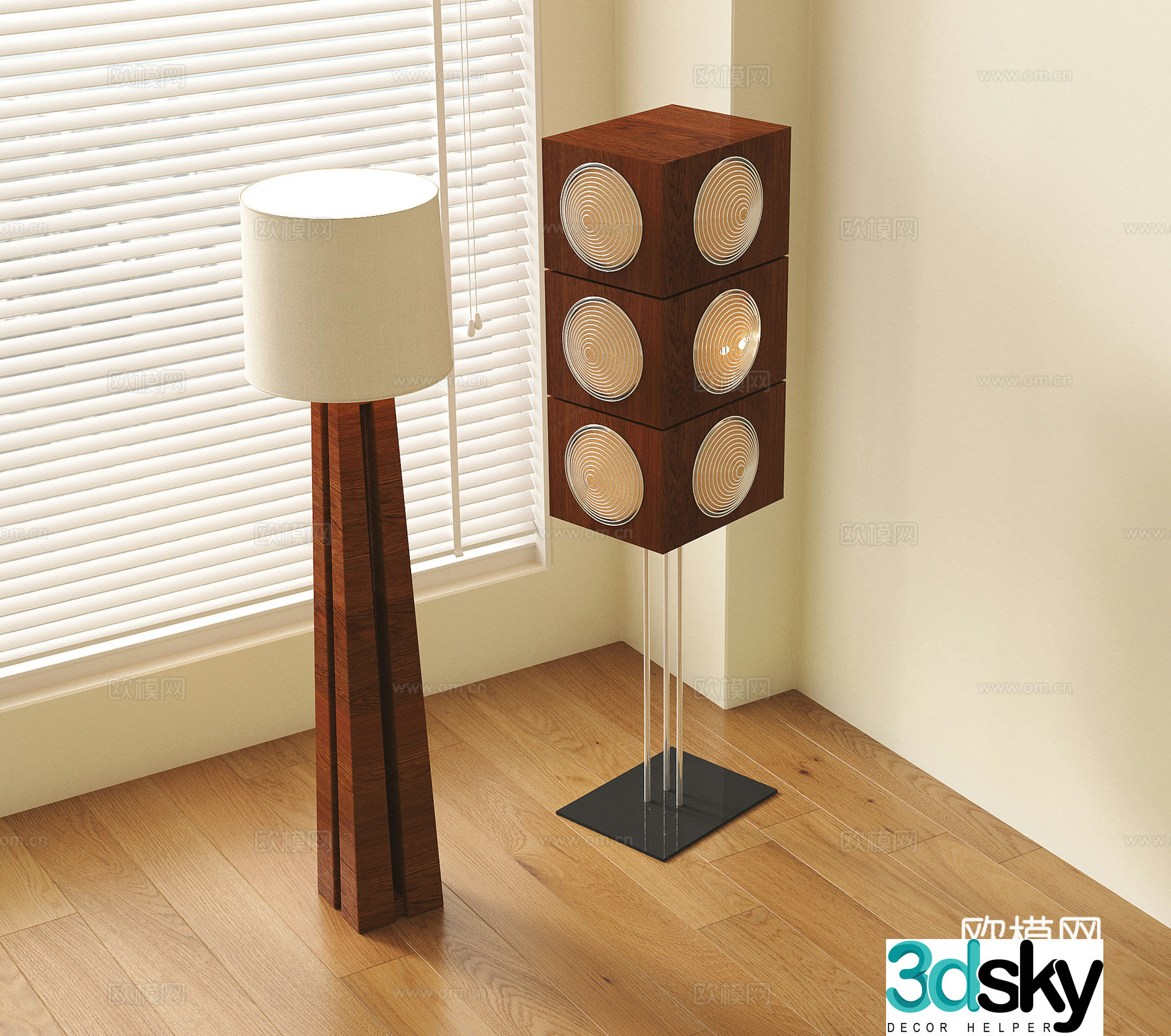 Middle-aged floor lamp 3d model