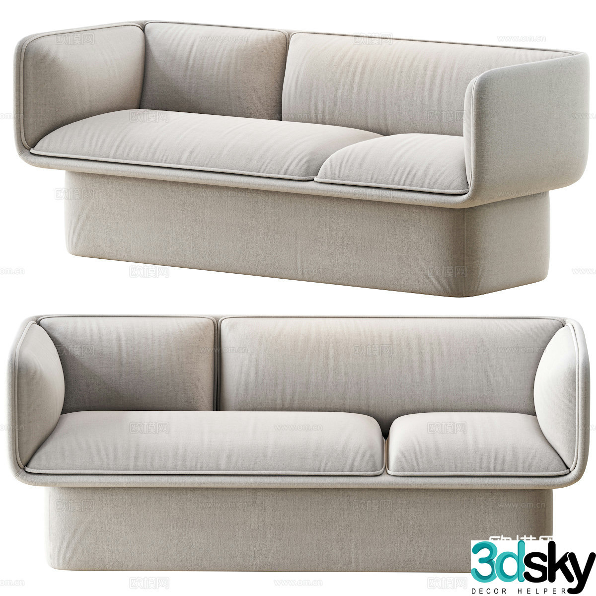 Modern cream style BLOCK casual sofa 3d model
