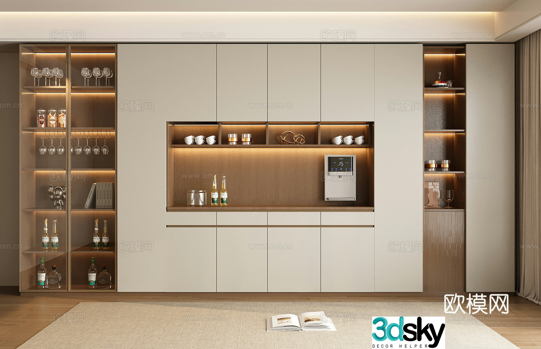 Modern minimalist wine cabinet wine cabinet sideboard sideboard ornaments meal preparation cabinet tea cabinet sideboard 3D model