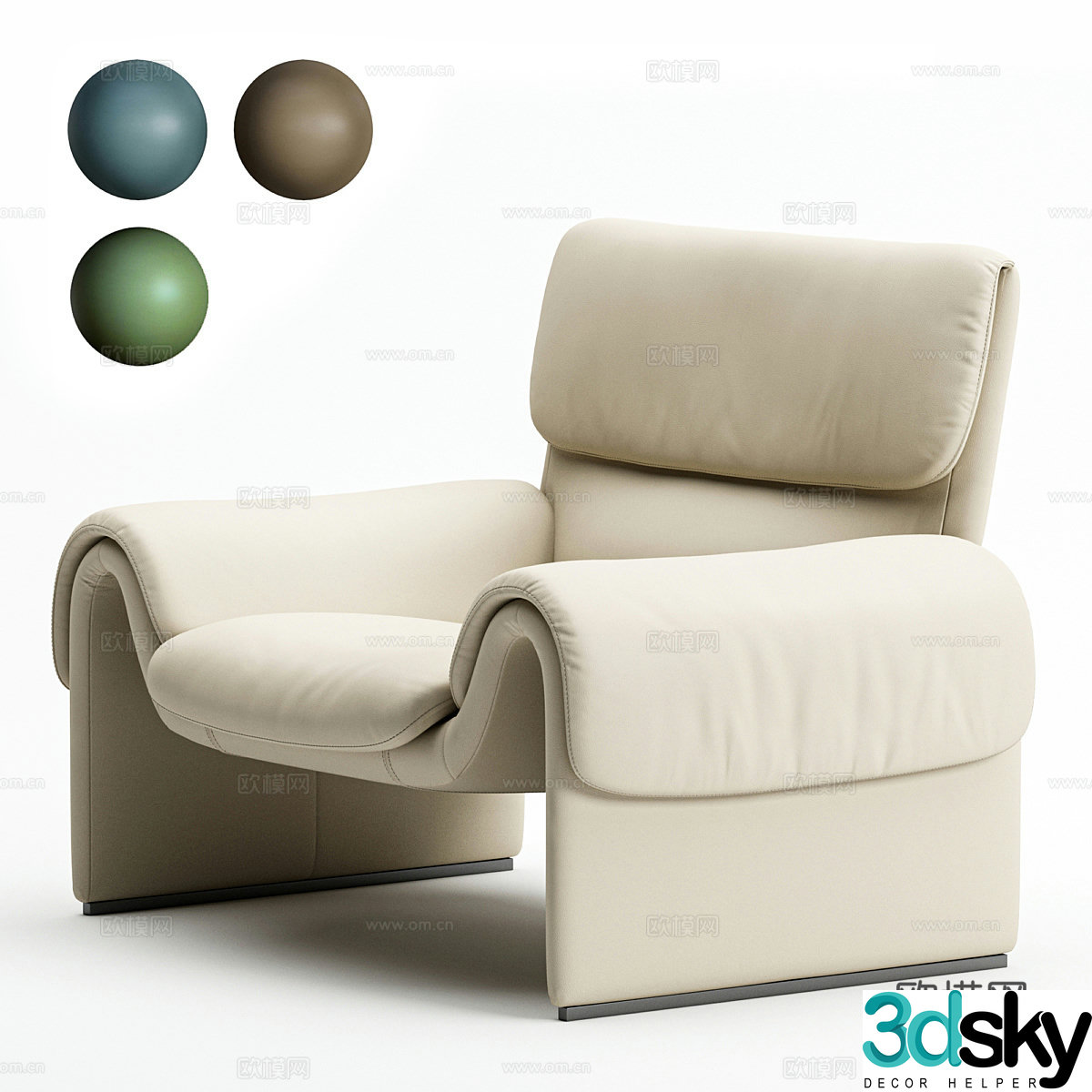 Modern Italian casual leather chair 3d model