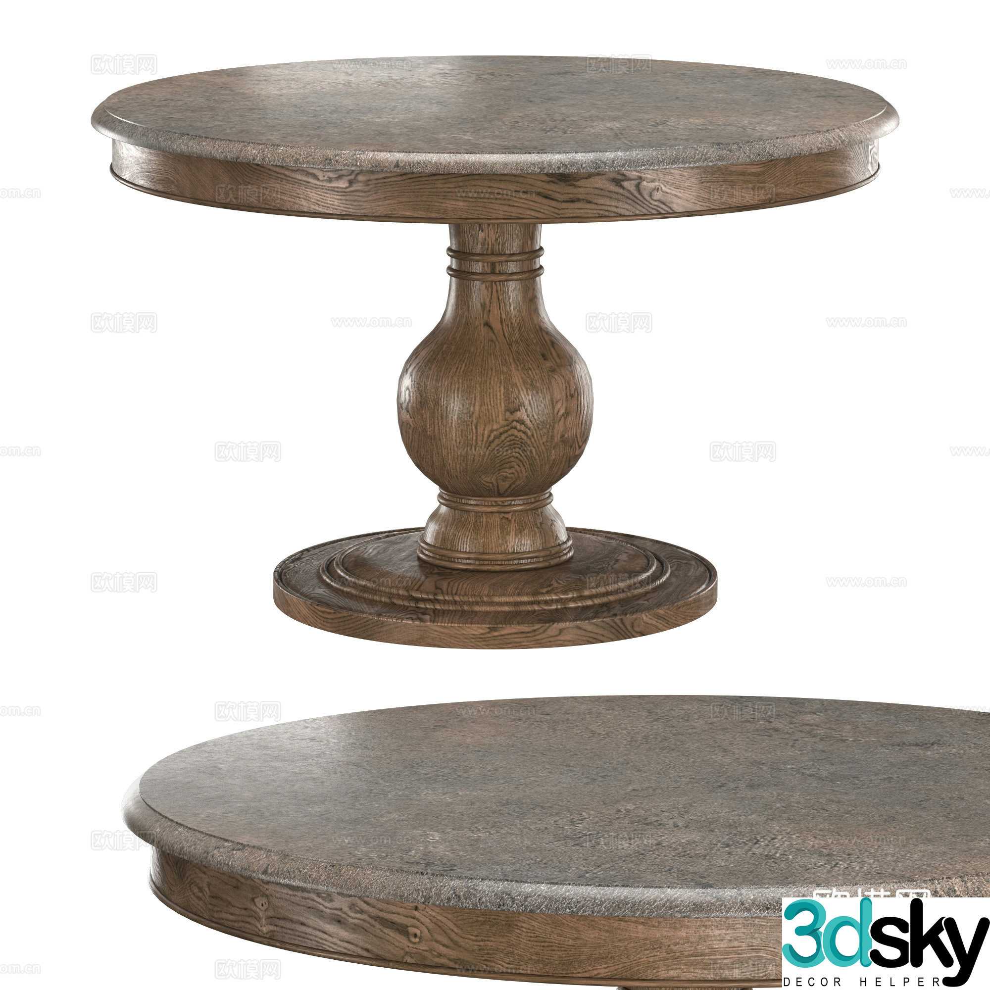 American retro Luca dining table 3d model