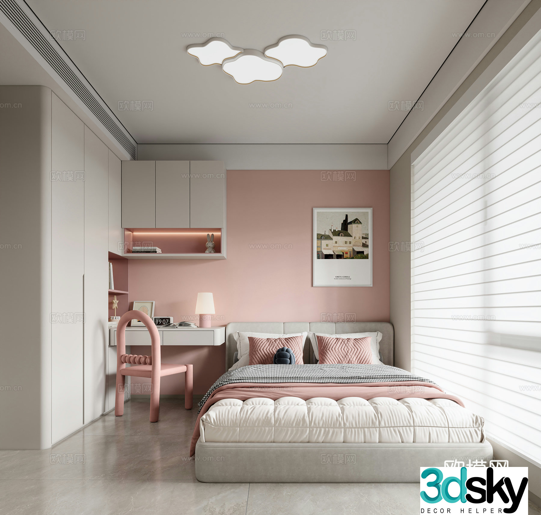 Modern girl room 3d model