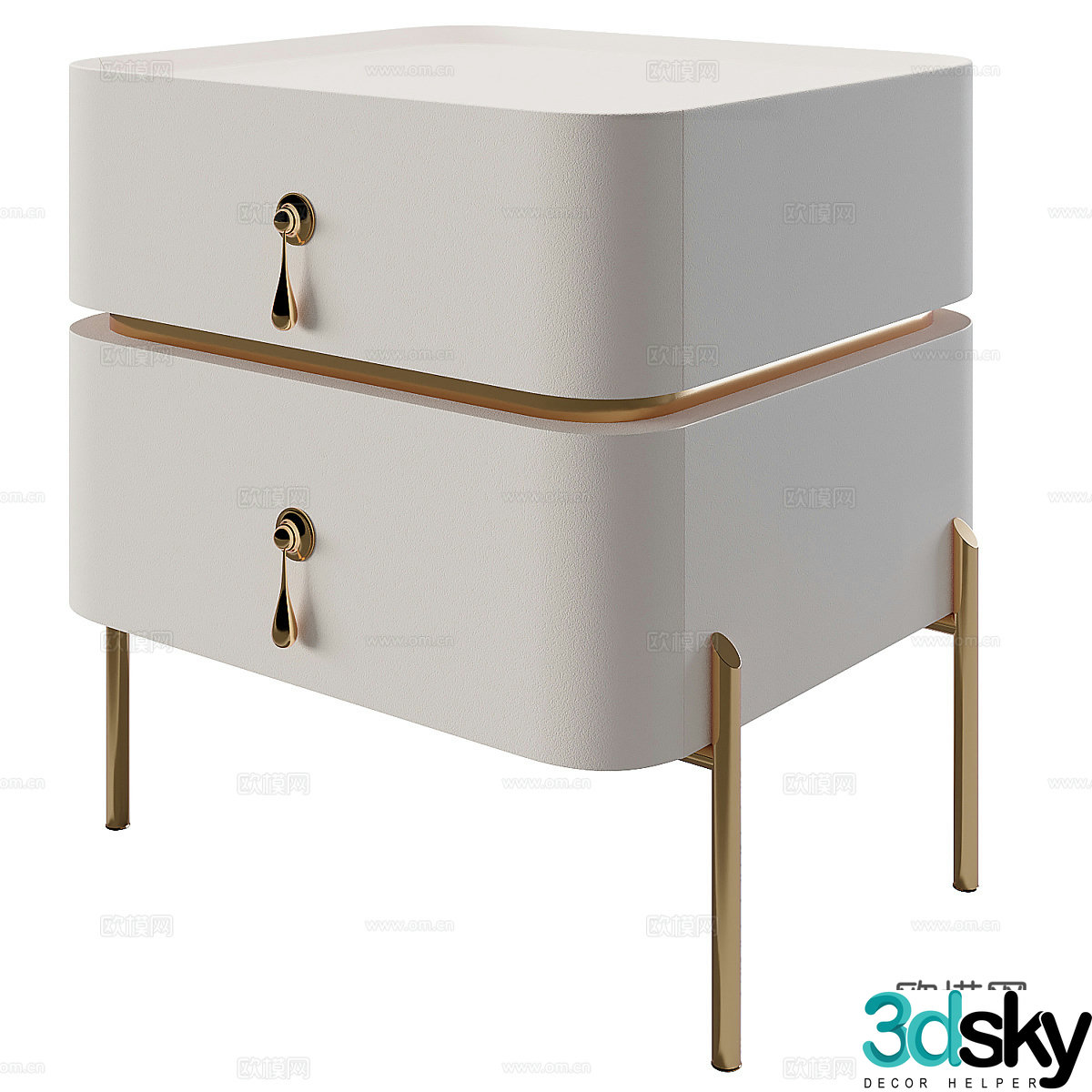 Modern light luxury bedside table 3D model