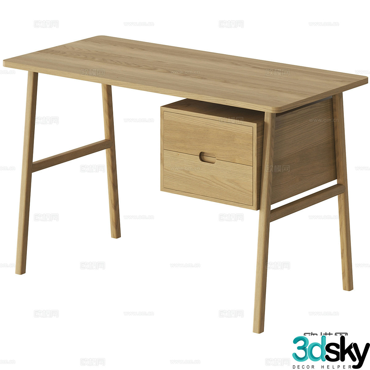 New Chinese style log desk 3D model