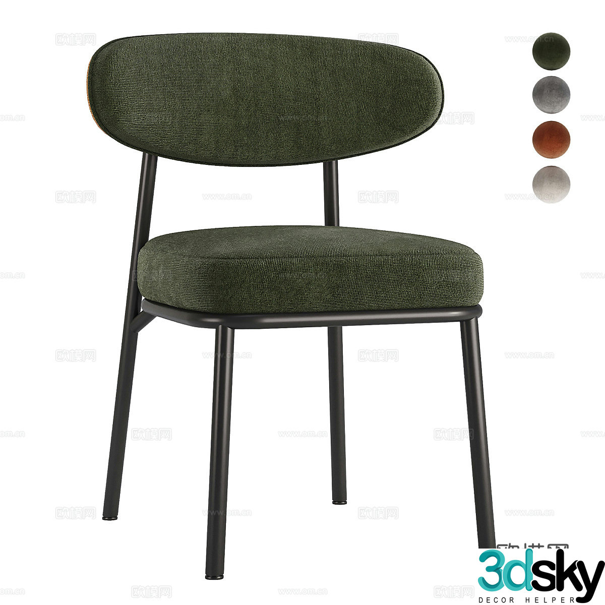 Modern fabric dining chair 3d model