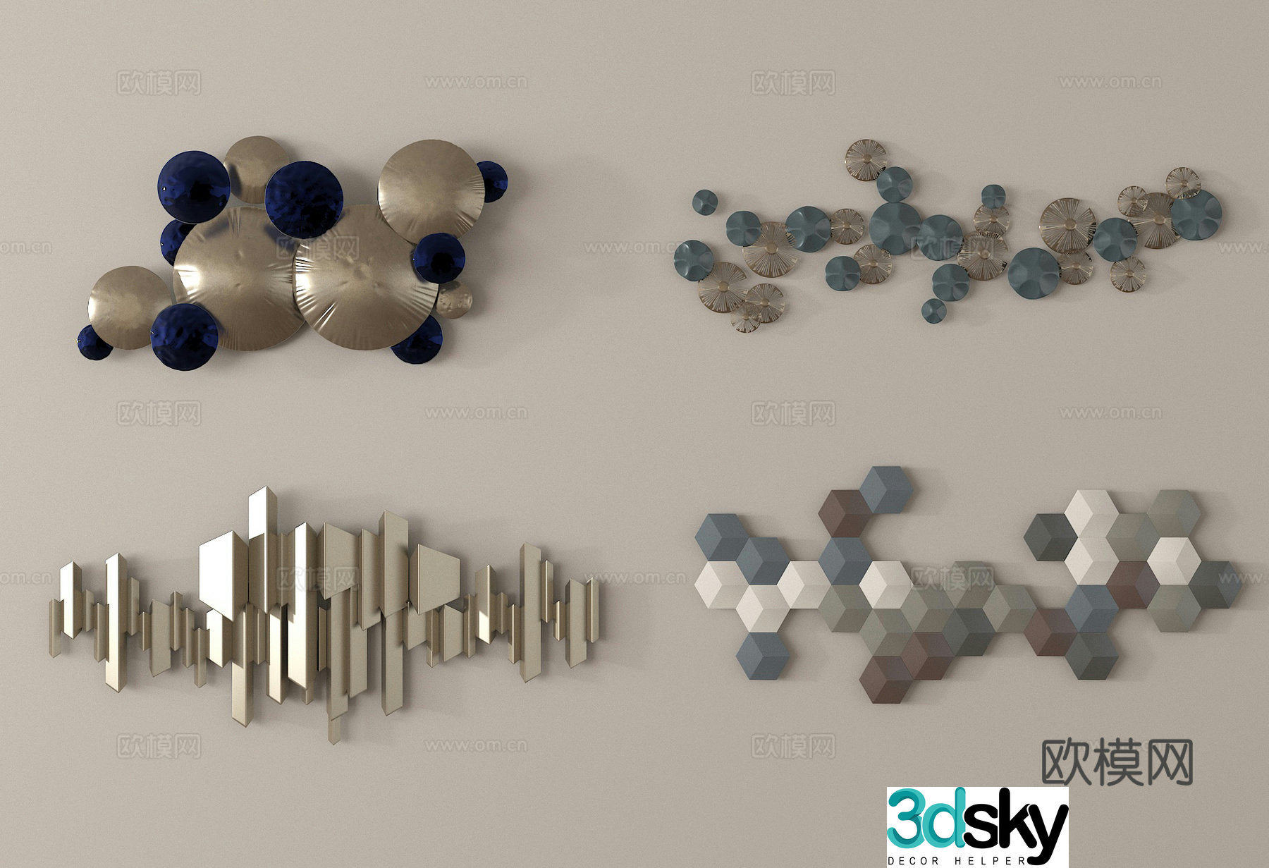 Geometric wall decoration metal hanging decoration three-dimensional wall decoration 3D model