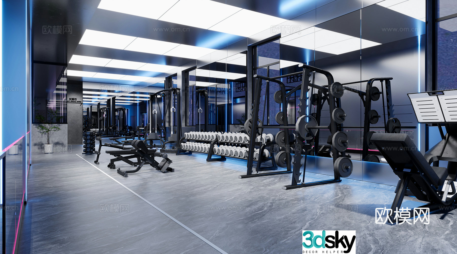 Modern gym 3d model