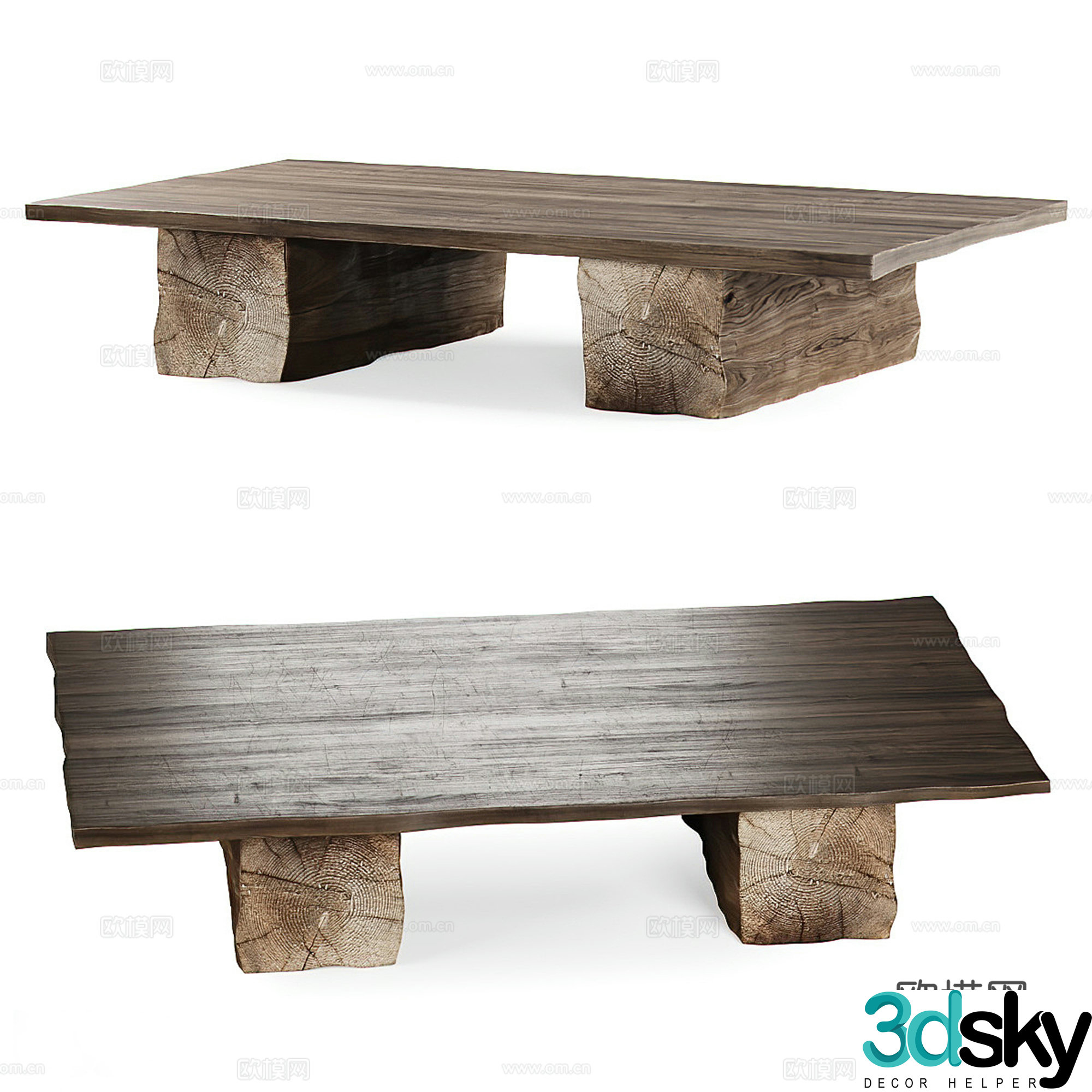Log-Wind Tea Table Coffee Table 3D Model