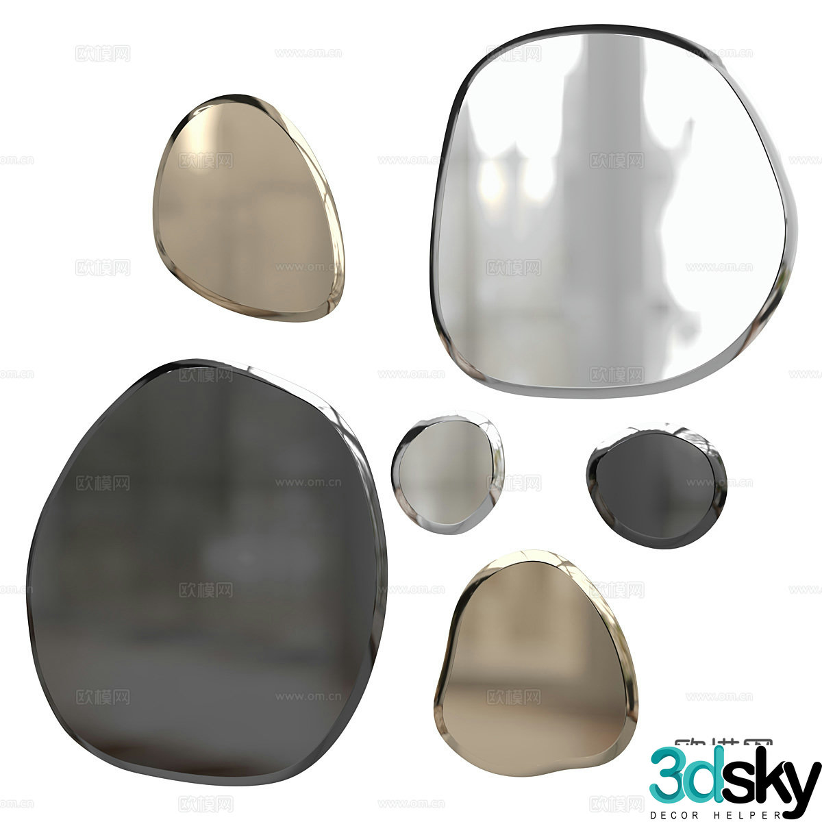 Modern light luxury decorative mirror 3d model