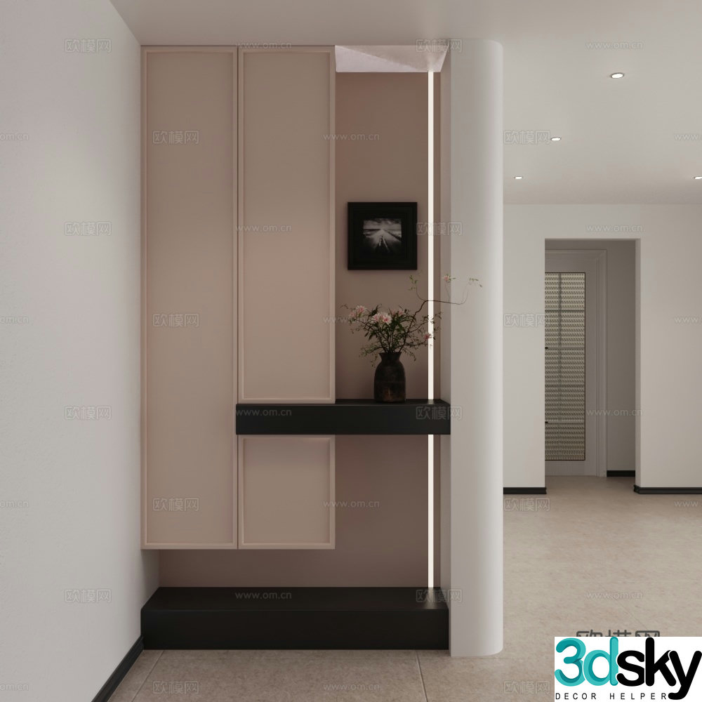 Modern entrance geometric shape entrance entrance end view cabinet 3D model