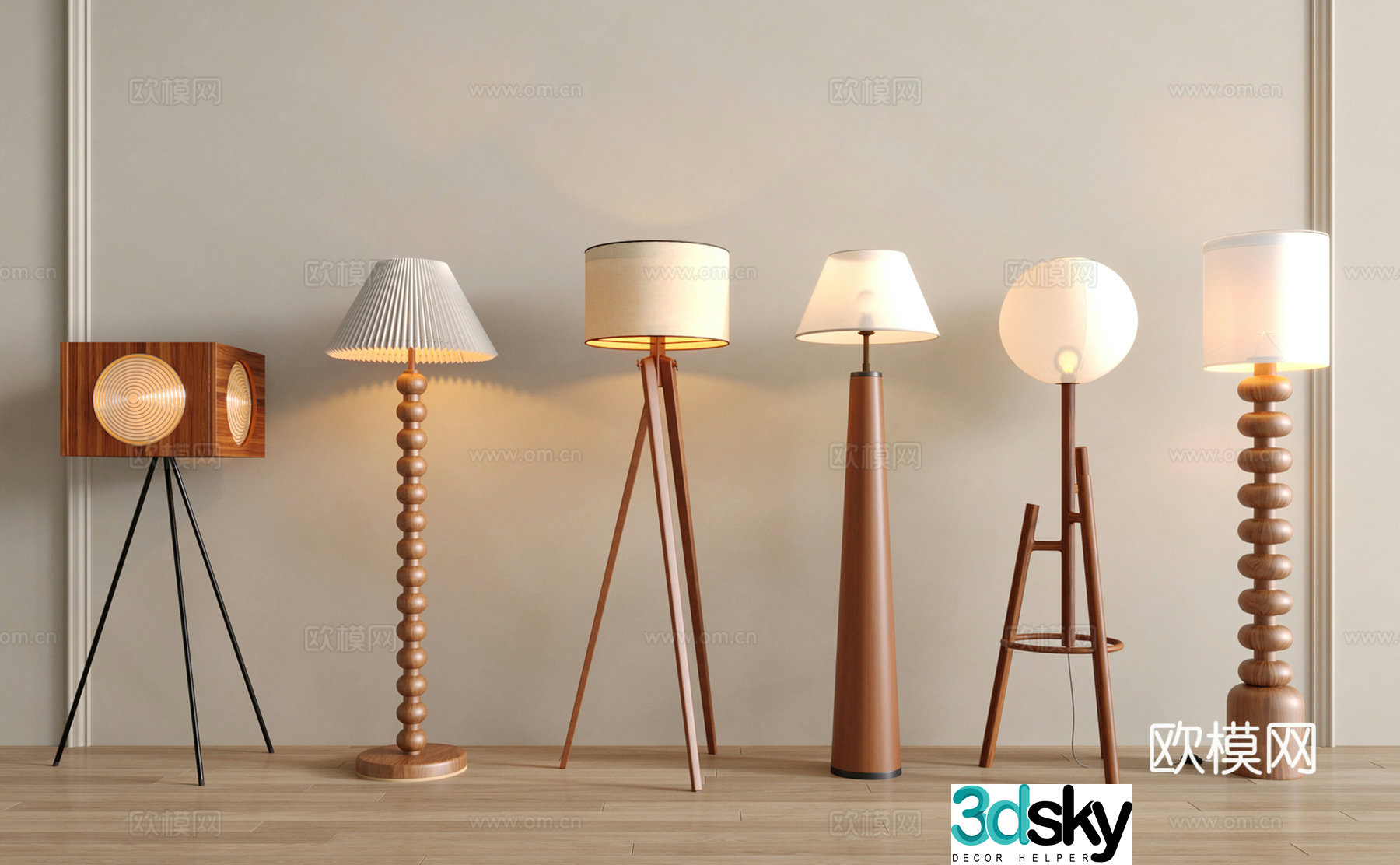 Middle-aged floor lamp Floor lamp combination 3D model