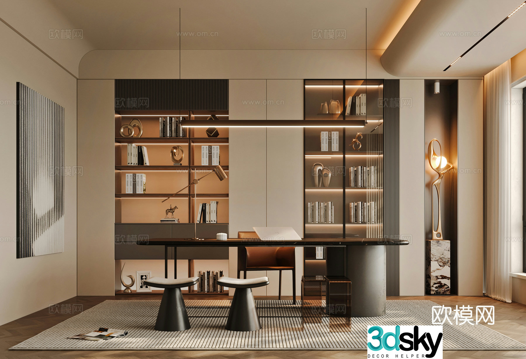 Modern study 3d model