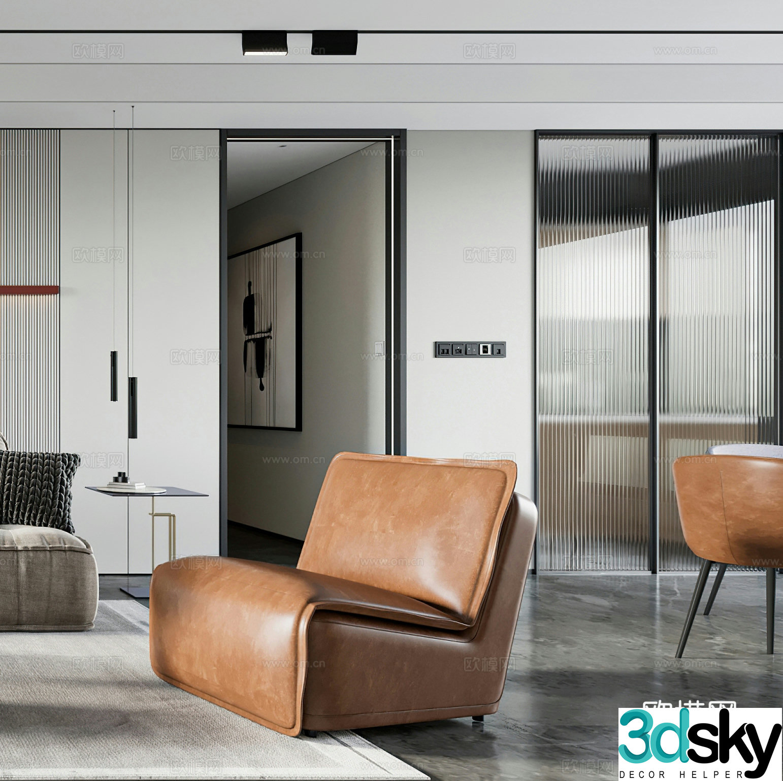 Modern leisure chair light luxury leisure chair casual sofa single sofa side table corner table 3D model