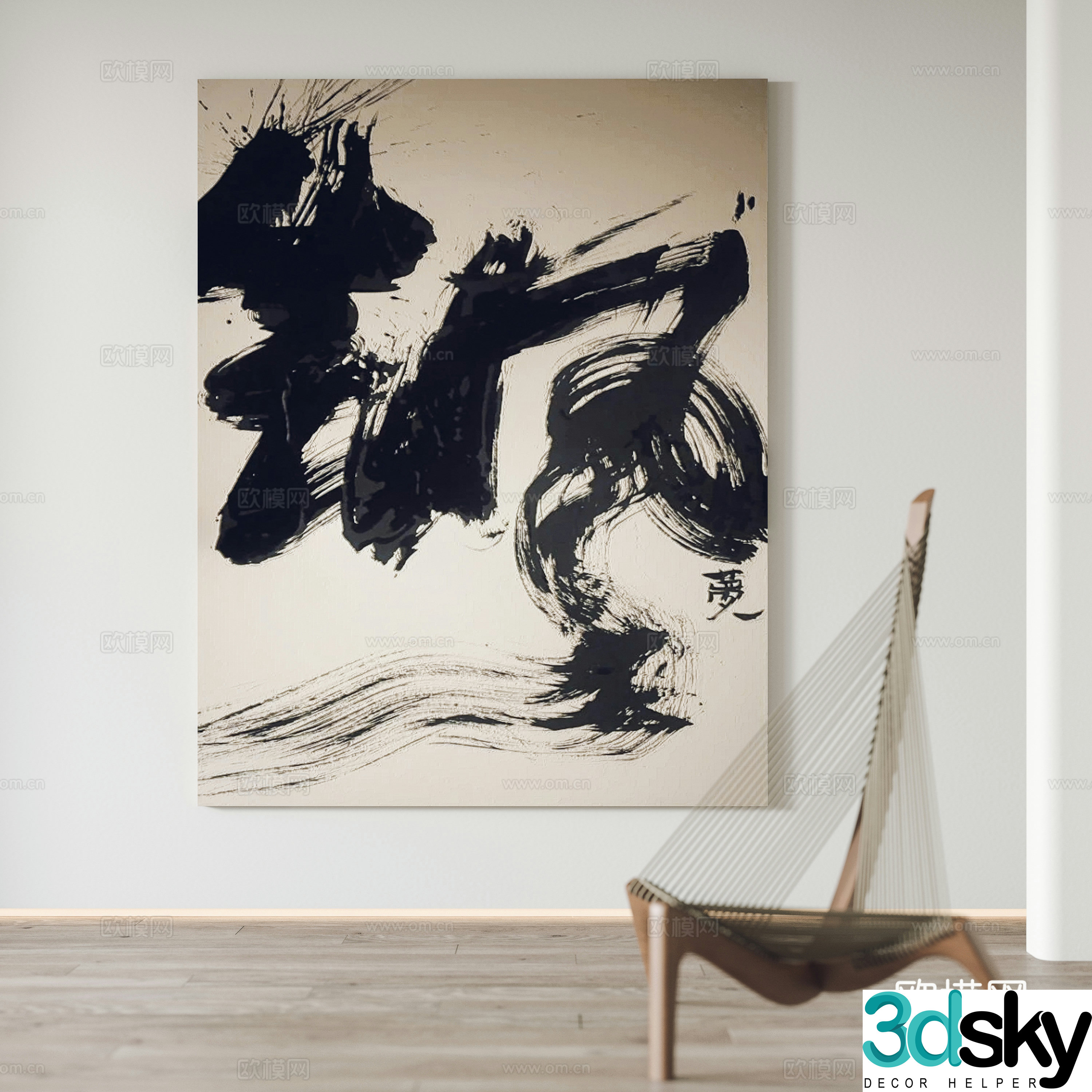Modern decorative painting hanging painting 3d model