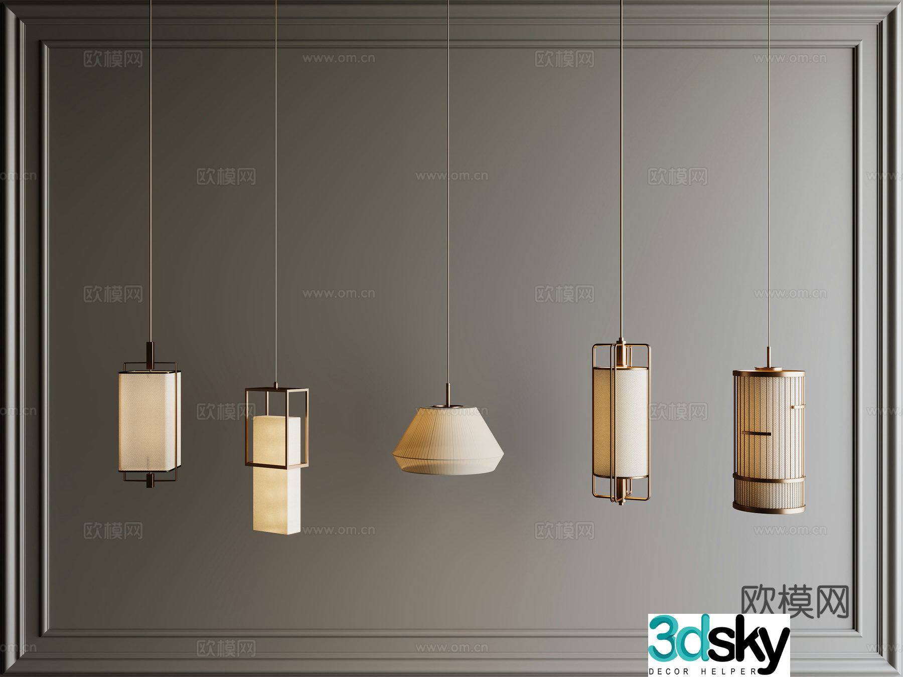New Chinese style Chinese chandeliers Lantern chandeliers Metal chandeliers Bedside chandeliers Paper chandeliers Fabric 3D Model