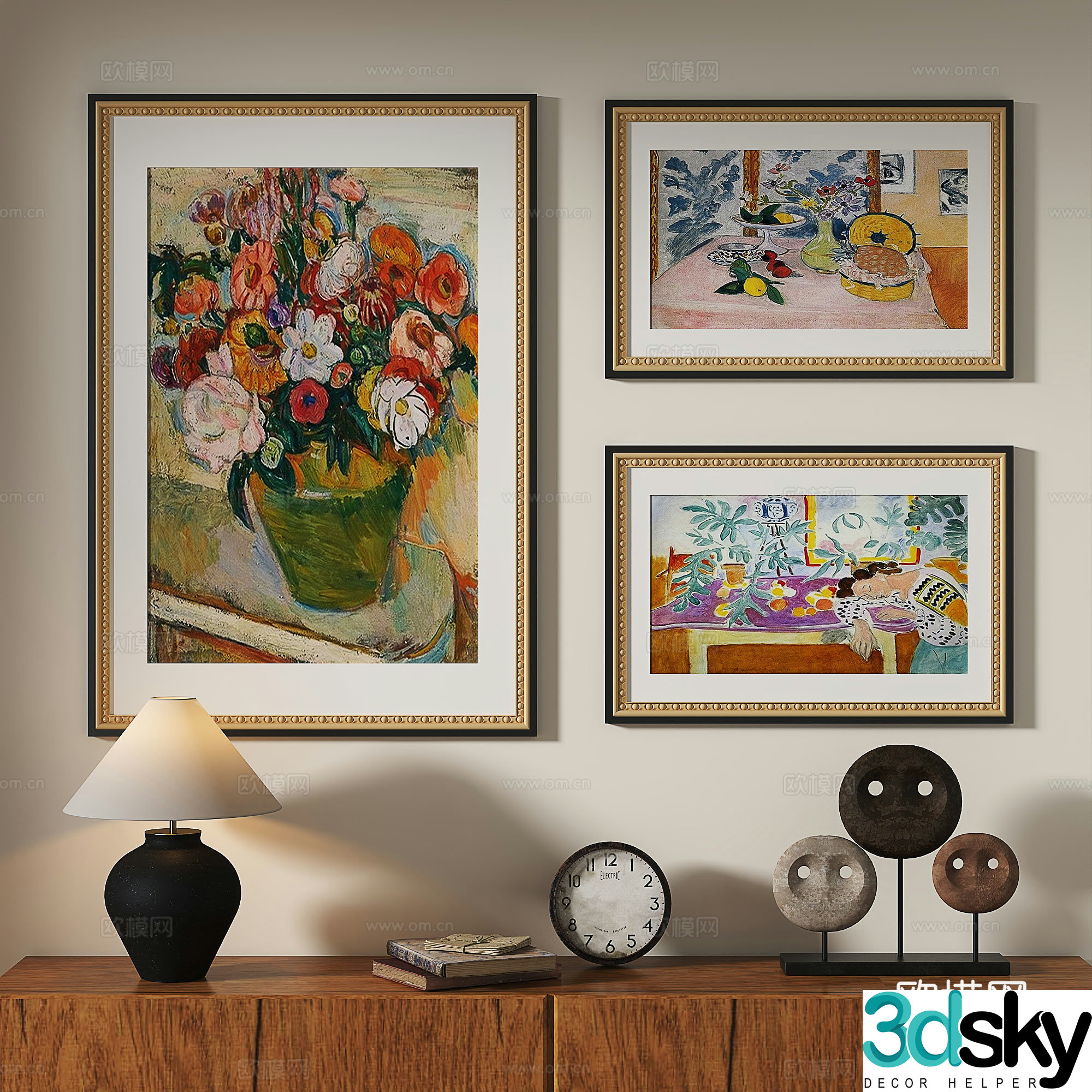 European classical French retro oil painting decorative painting 3d model