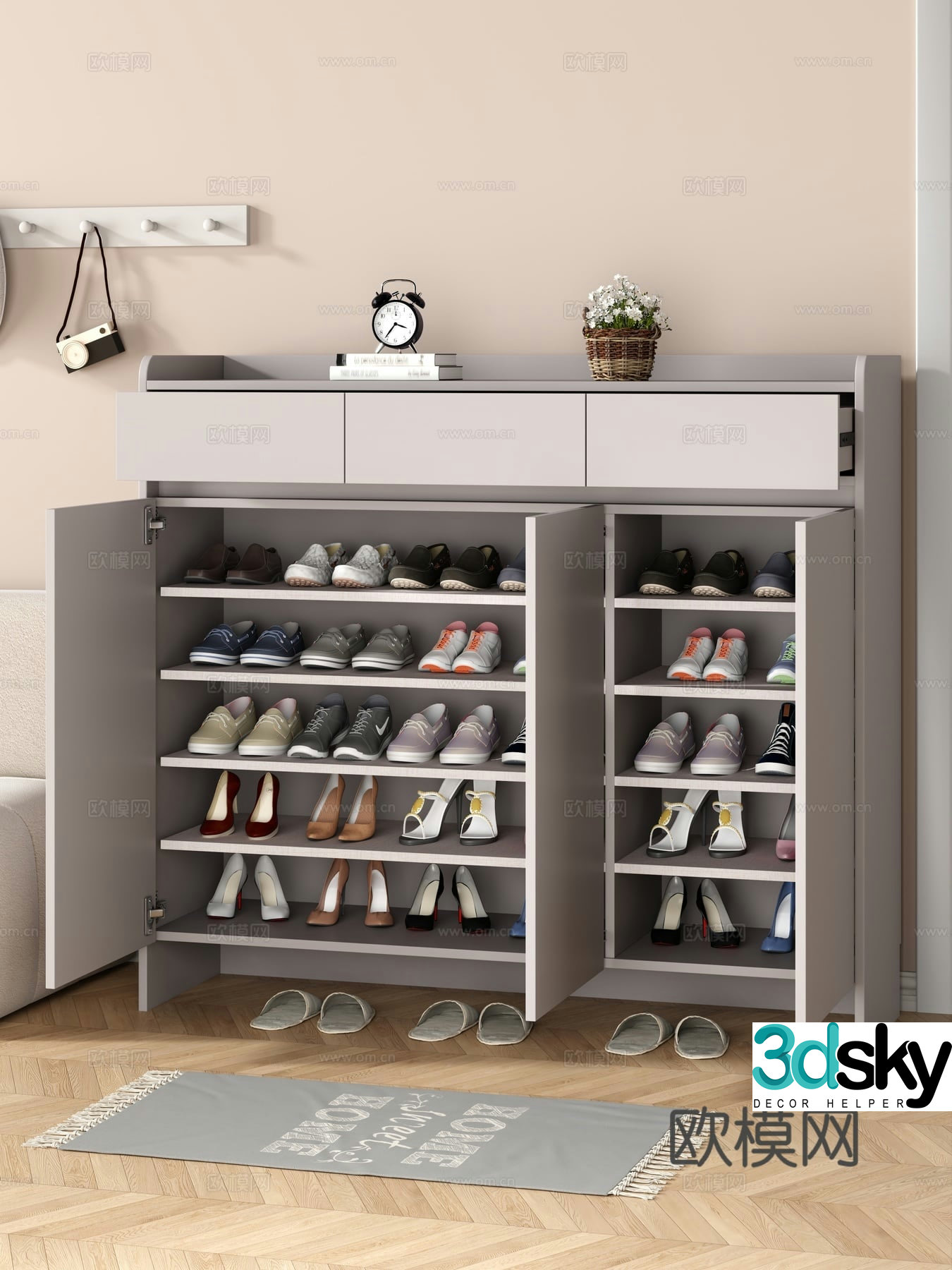 Modern shoe cabinet Combination shoe cabinet Side cabinet Entry shoe cabinet 3D model