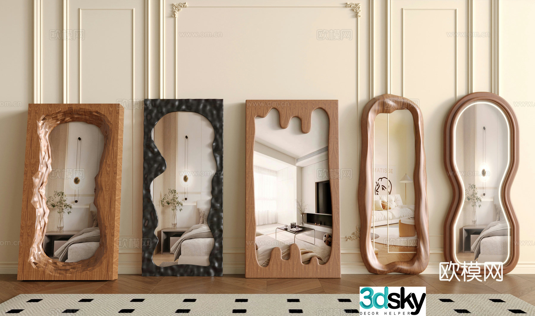 French medieval full-body mirror floor-standing mirror dressing mirror fitting mirror special mirror 3D model