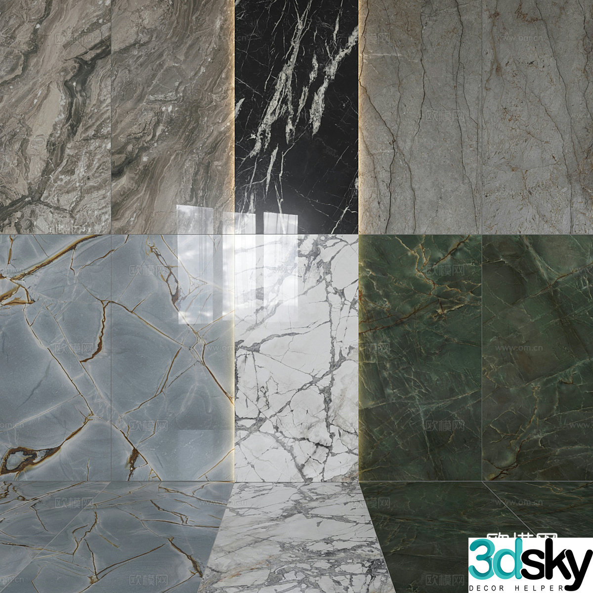 Marble Stone Slab PU Stone 3D Model