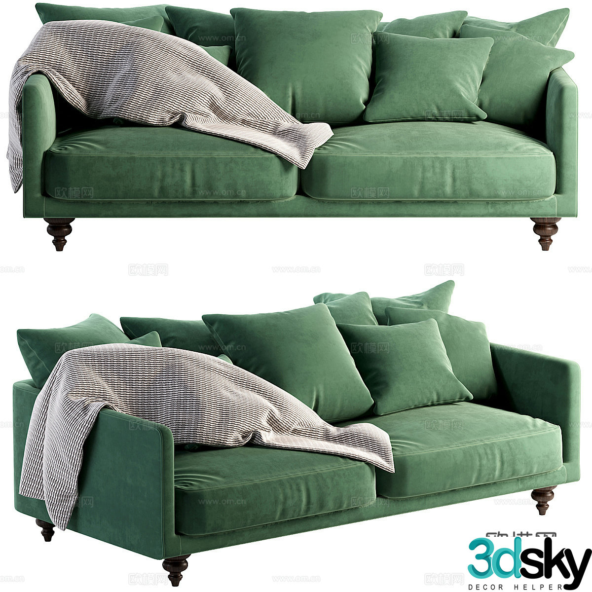 Velvet sofa Lazare3d model
