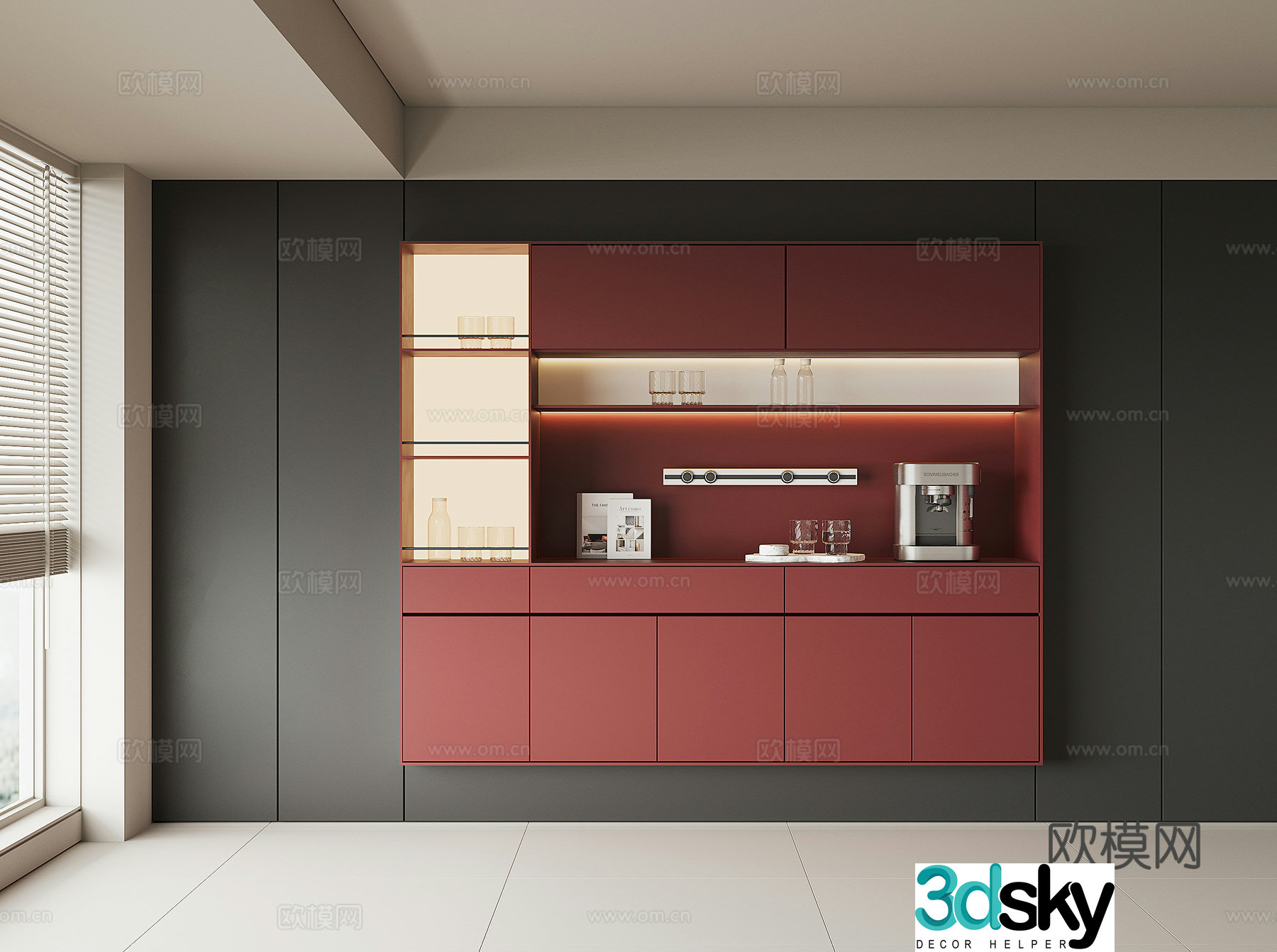 Modern wine cabinet sideboard 3D model