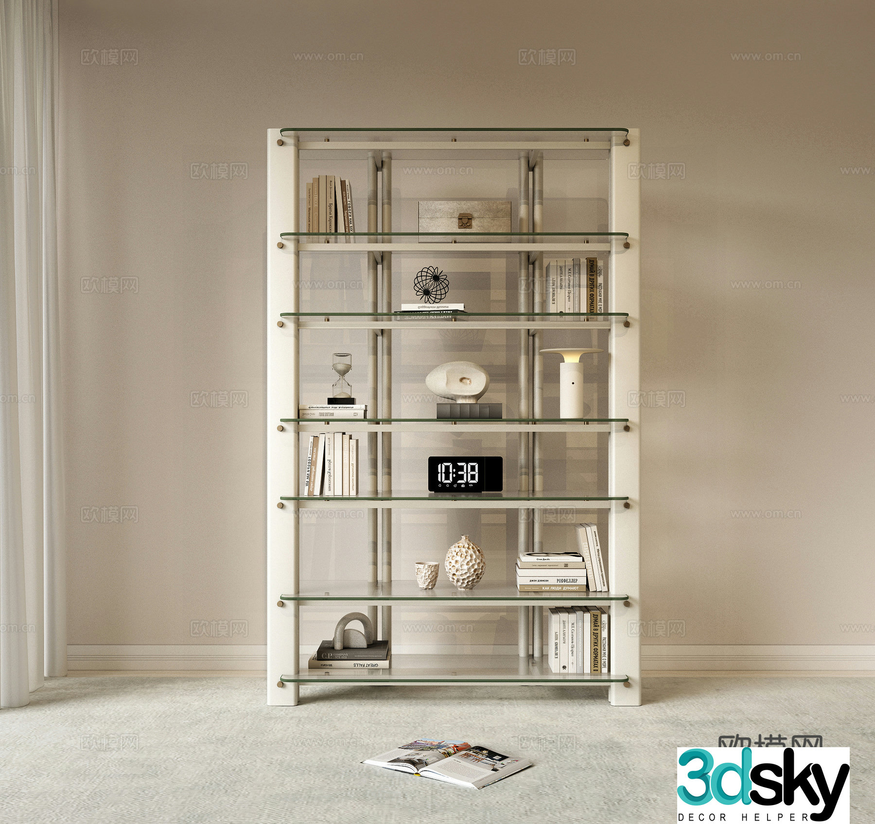 Modern Italian bookcase Bookshelf Decoration cabinet Storage shelf Entrance cabinet Living room bookcase Display cabinet 3D model