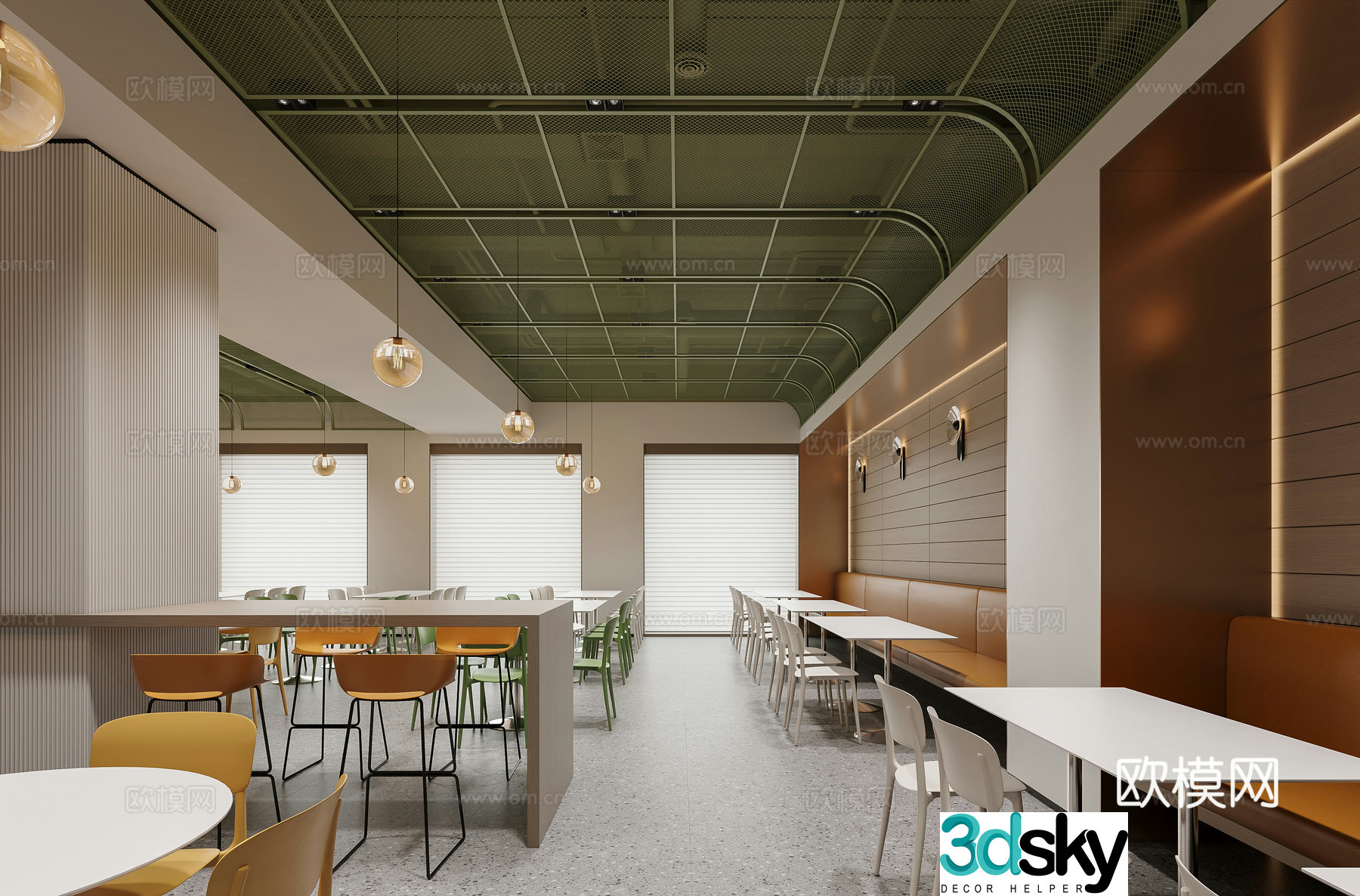 Modern employee canteen 3D model