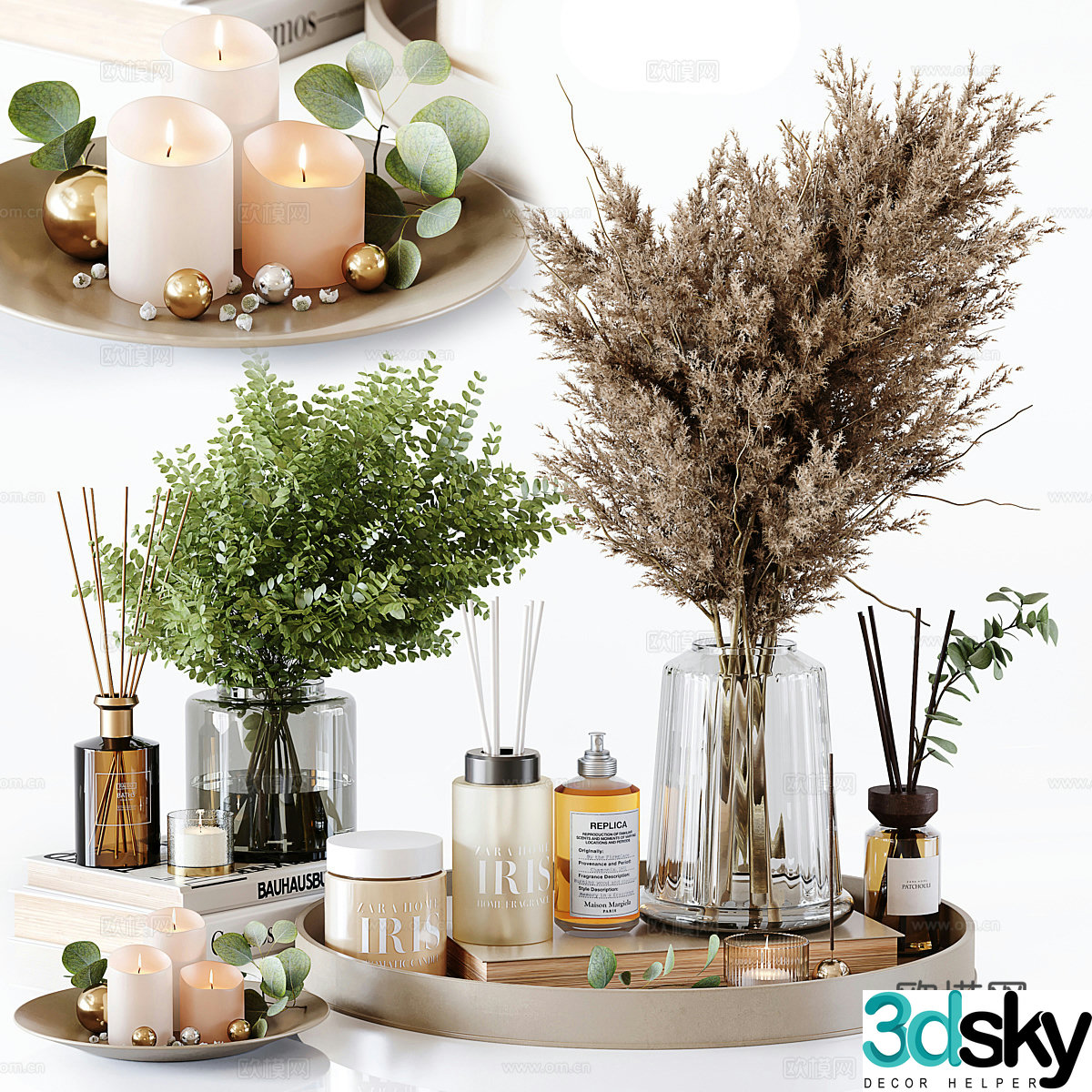 Modern bathroom accessories ornament combination 3d model