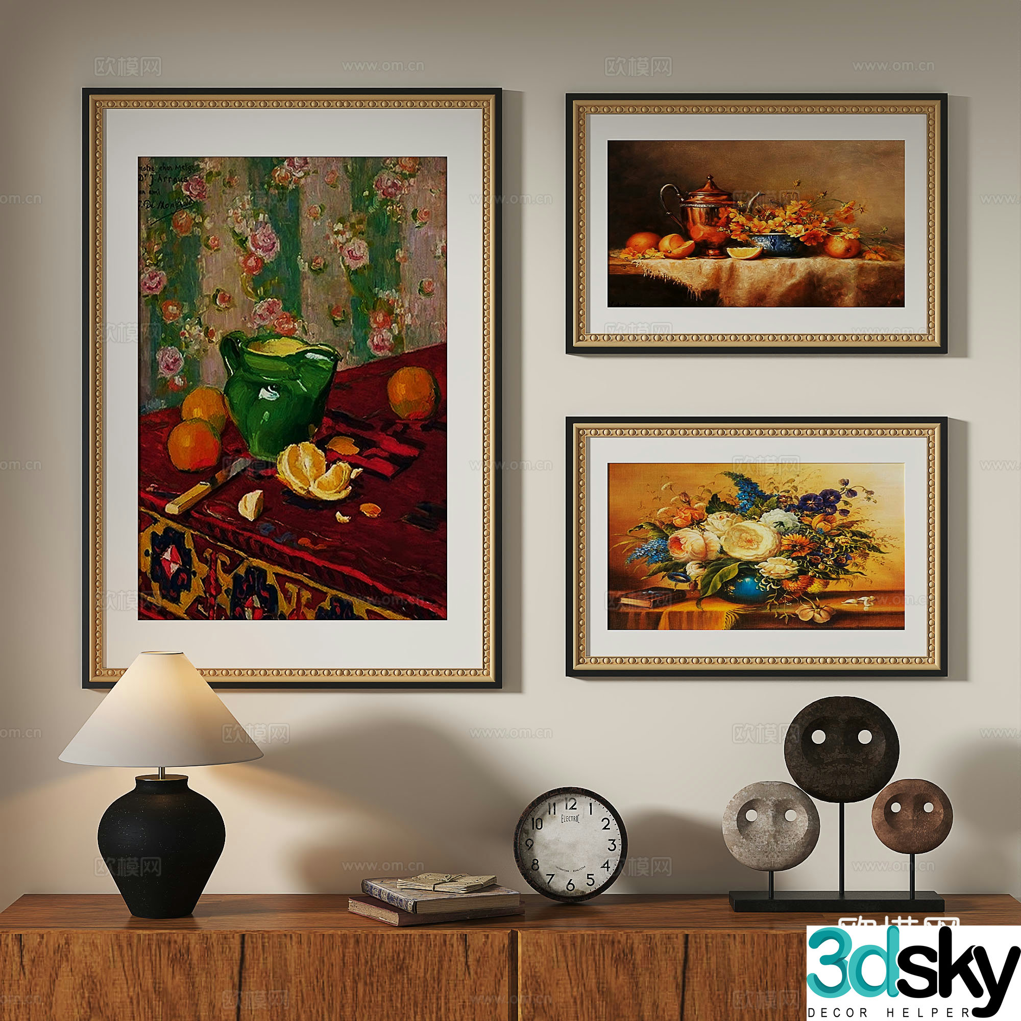 European classical French retro oil painting decorative painting 3d model