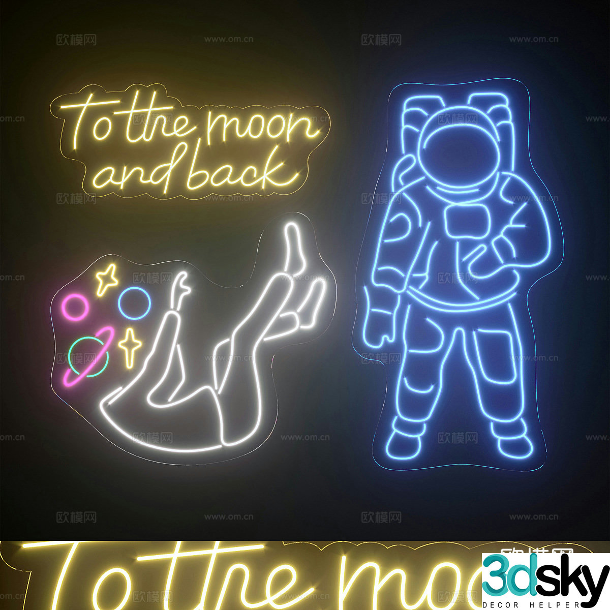Children’s neon lights Astronaut neon lights 3d model