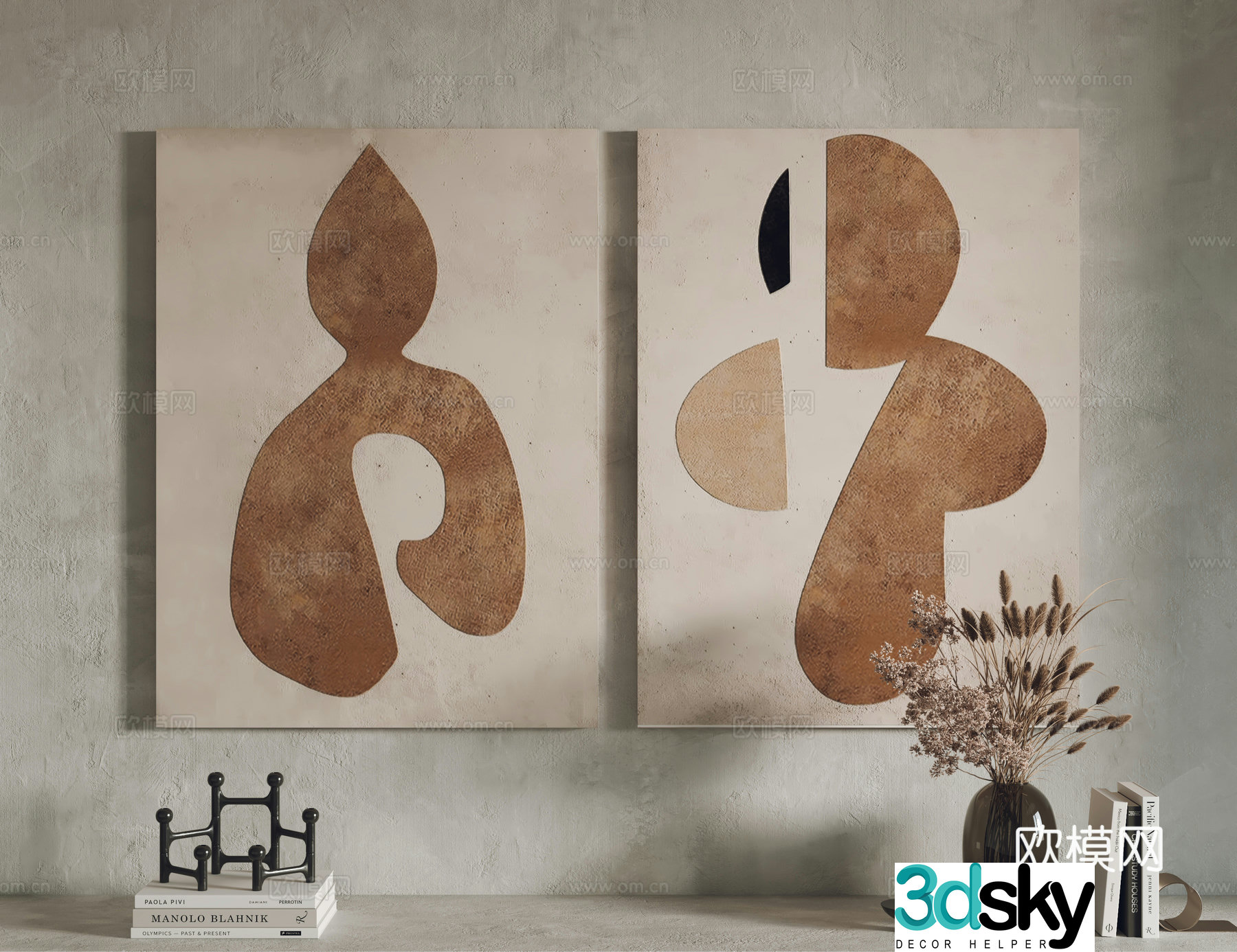 Modern decorative painting hanging painting 3d model