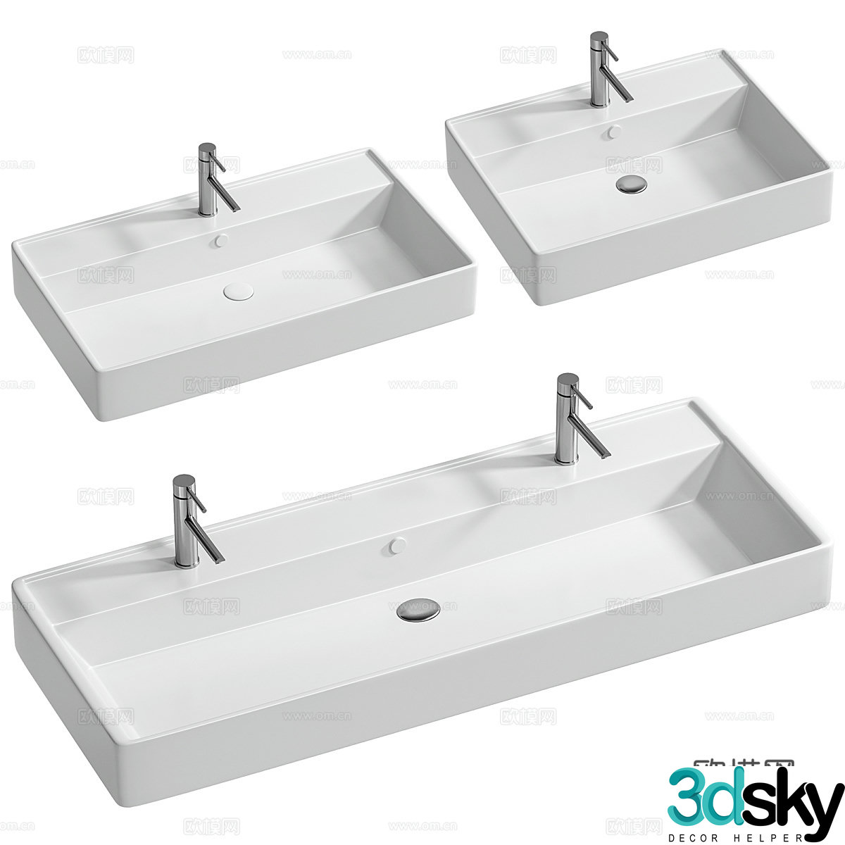 Modern minimalist ceramic washbasin 3D model