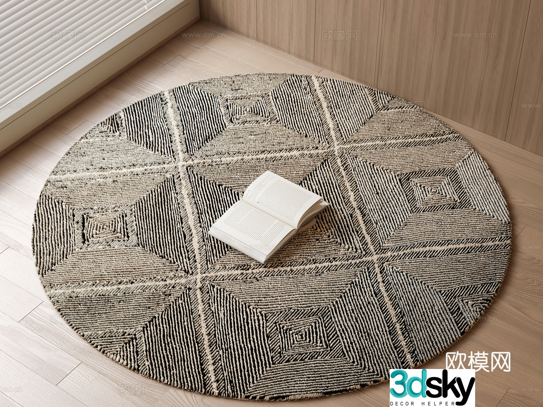 Modern carpet Round Fabric Carpet Italian carpet Wool carpet Book 3d model