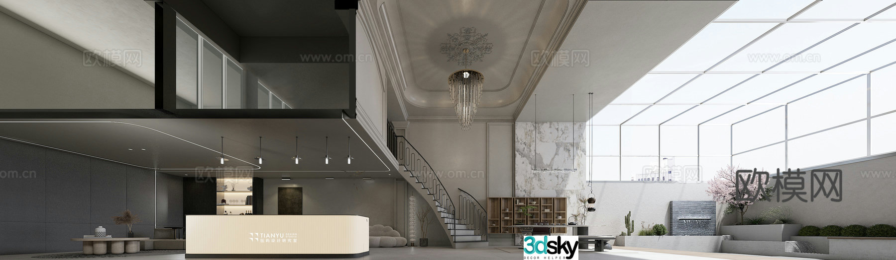 French villa courtyard 3d model