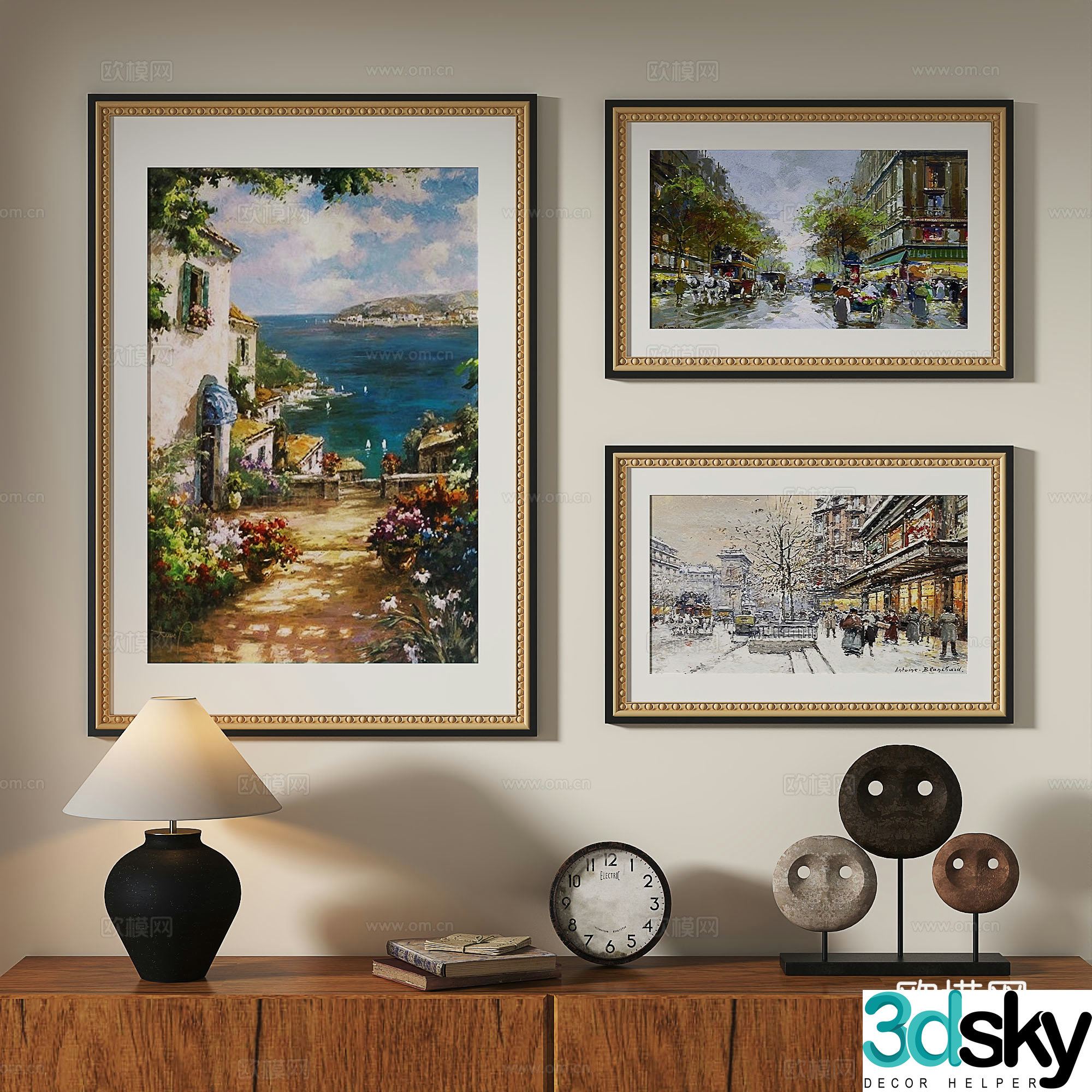 European classical French retro oil painting decorative painting 3d model