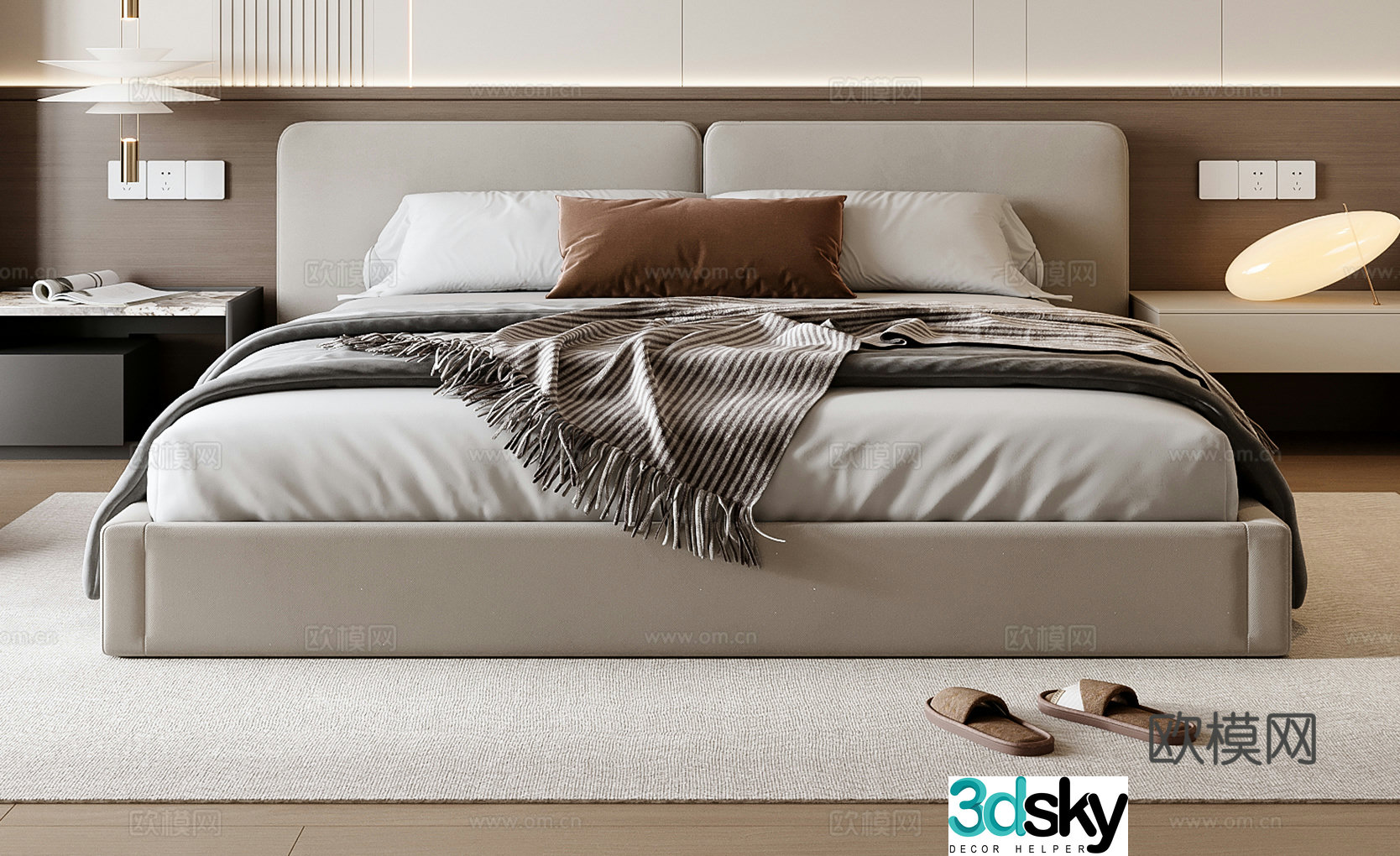 Modern double bed 3d model