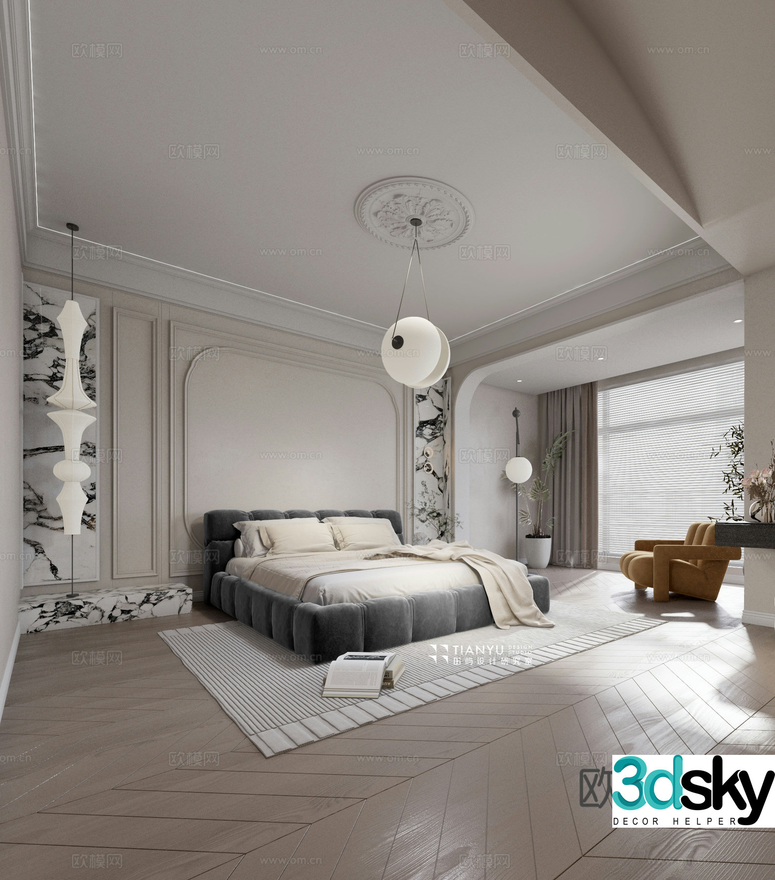 French master bedroom 3d model