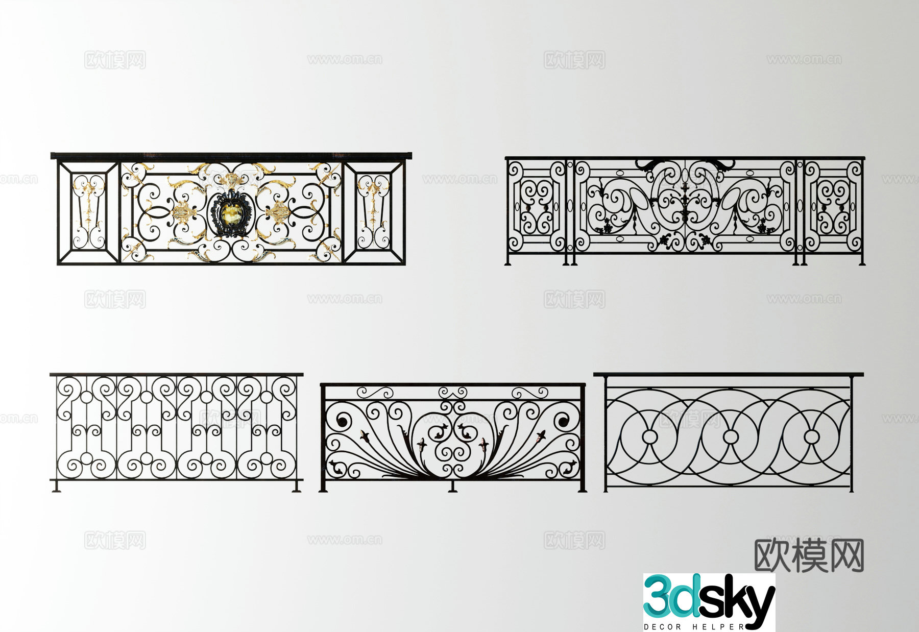 Wrought iron railing 3d model