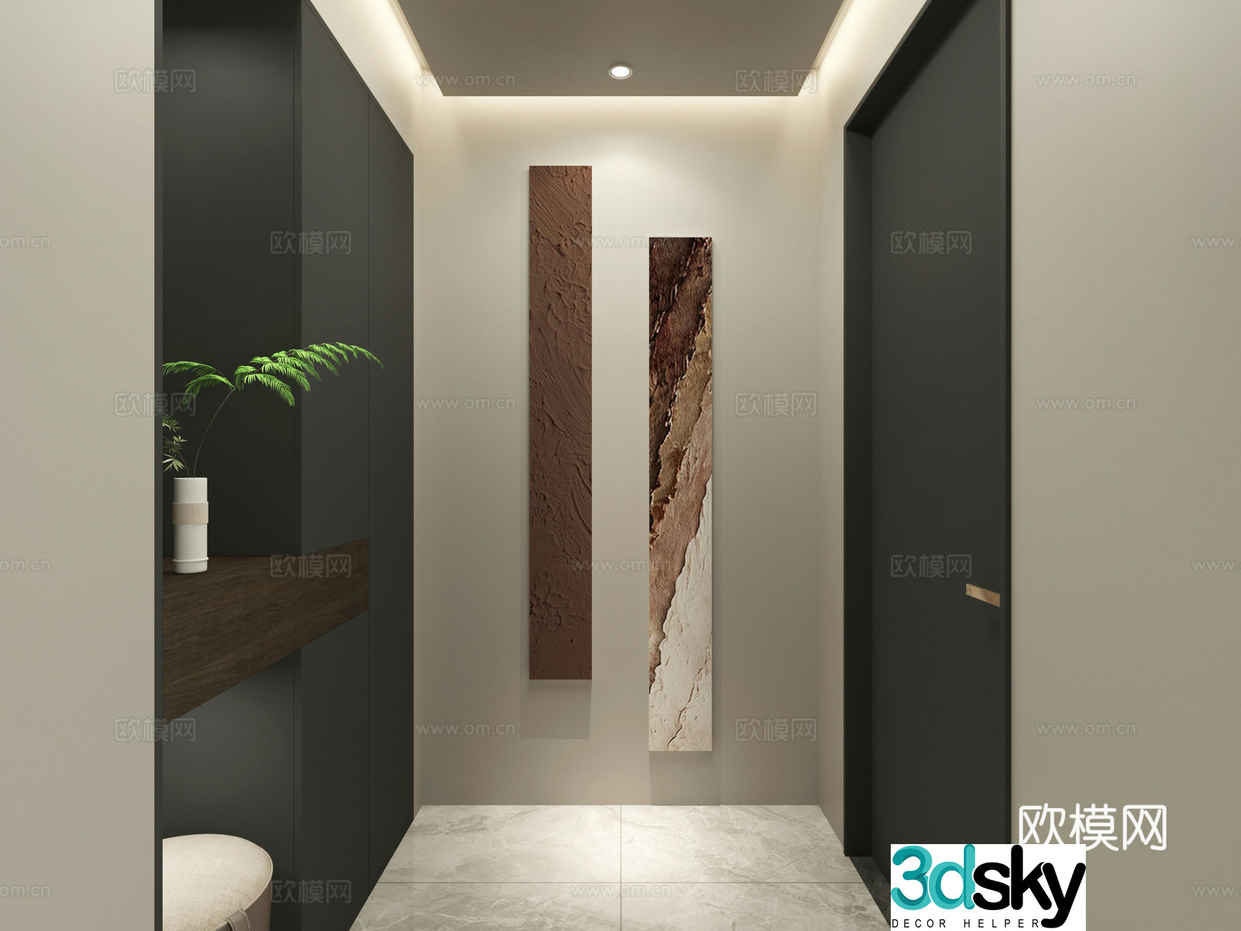 Modern painting entrance painting modern abstract art painting combination painting background painting 3d model