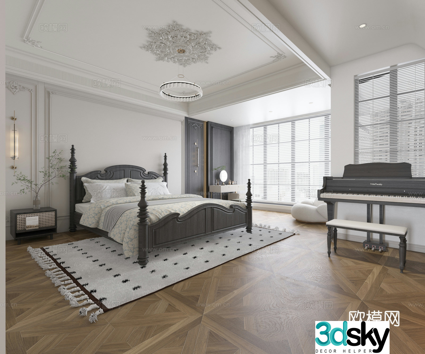 French master bedroom aisle 3D model