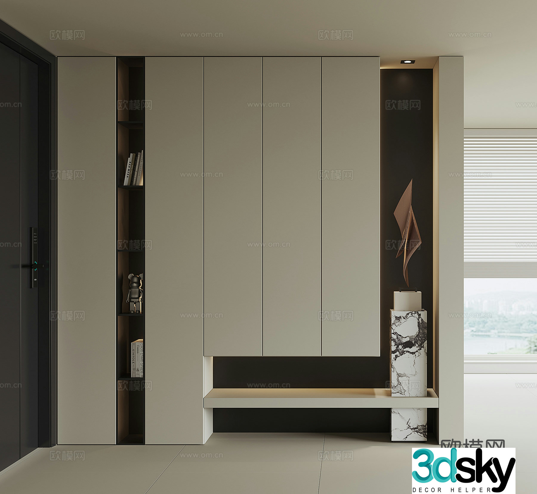 Modern home entrance shoe cabinet 3D model