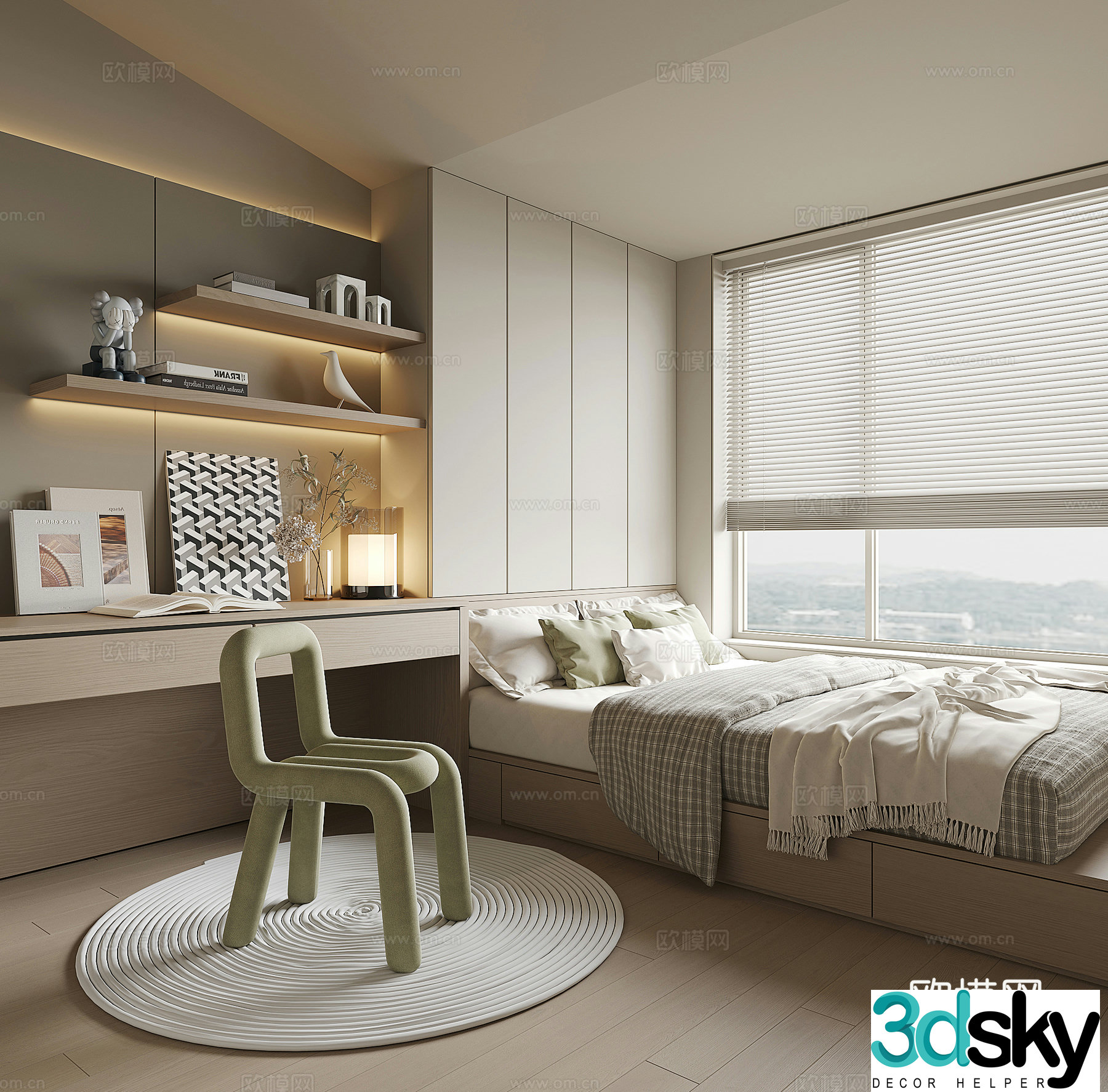 Modern tatami bedroom 3d model