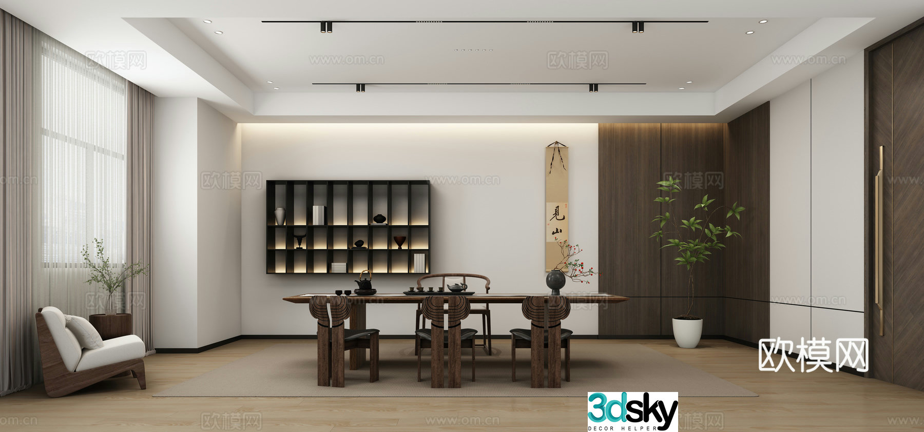Modern Zen Tea Room 3D Model