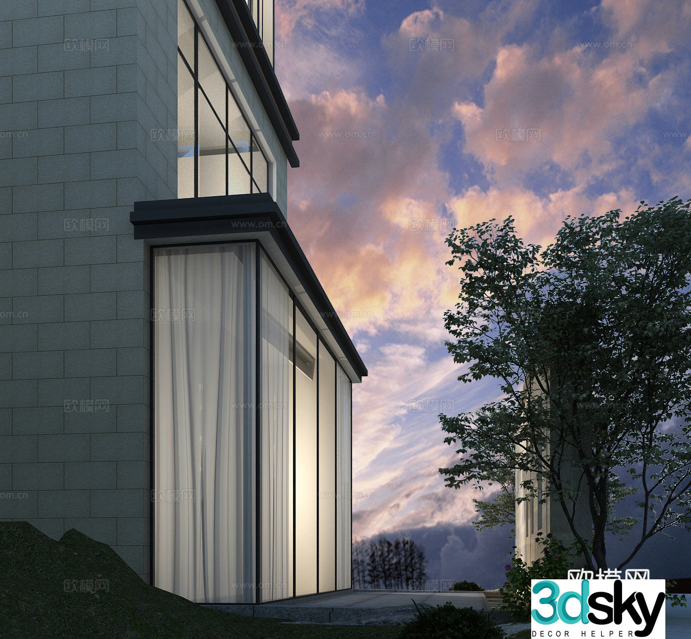 Modern villa exterior 3d model